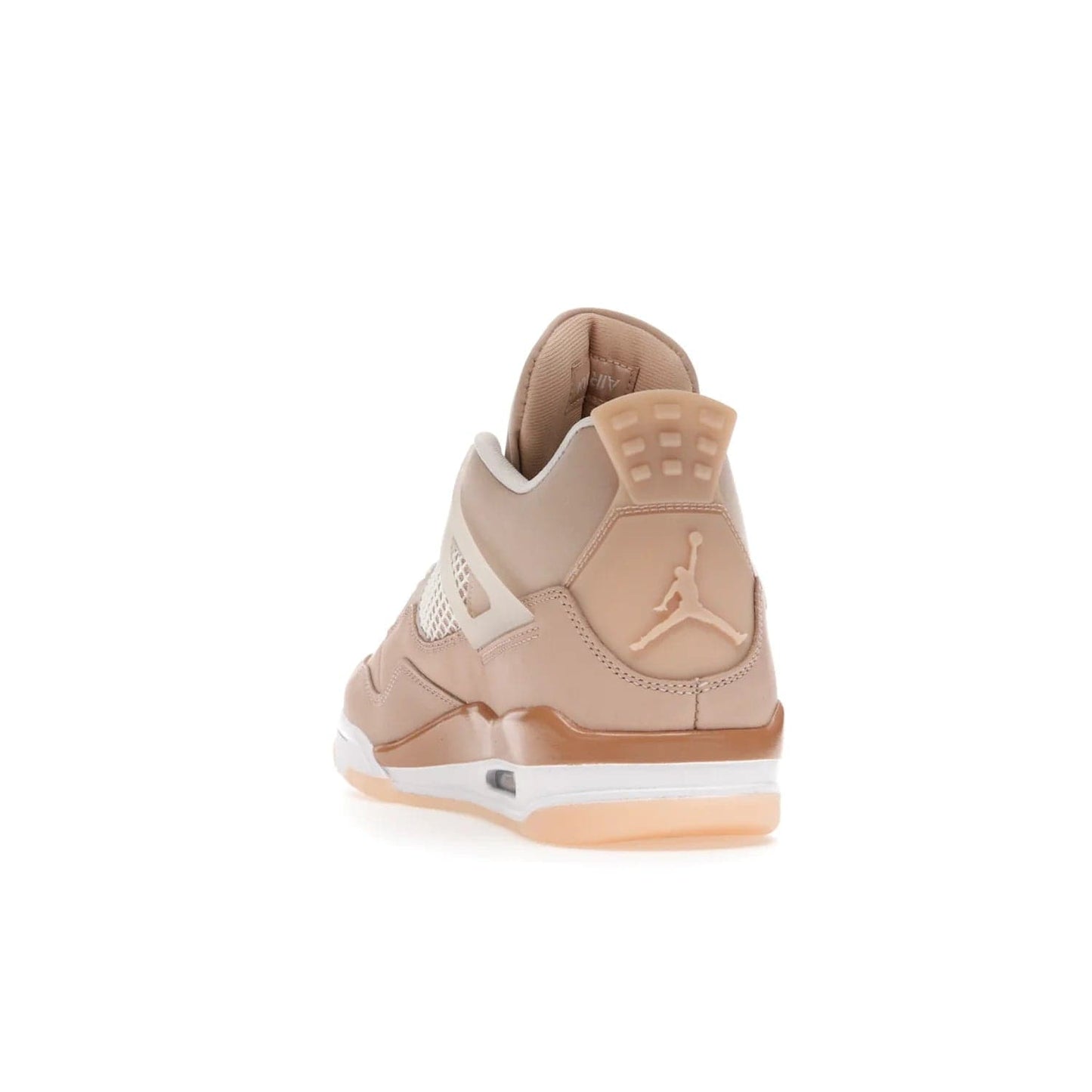 Jordan 4 Retro Shimmer (Women's) - Image 26 - Only at www.BallersClubKickz.com - Air Jordan 4 Shimmer (W): A women's-exclusive design with a buttery beige upper and Silver/Orange Bronze details. Durabuck and metallic Jumpman branding elevate the iconic silhouette. Shop now.