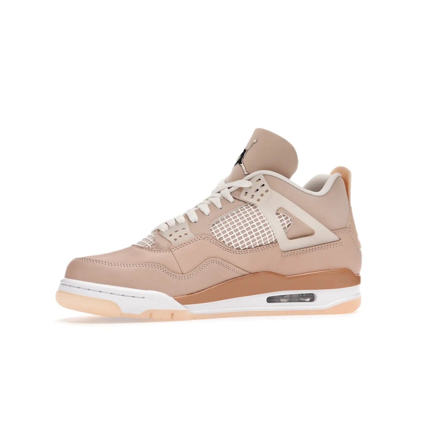 Jordan 4 Retro Shimmer (Women's) - Image 17 - Only at www.BallersClubKickz.com - Air Jordan 4 Shimmer (W): A women's-exclusive design with a buttery beige upper and Silver/Orange Bronze details. Durabuck and metallic Jumpman branding elevate the iconic silhouette. Shop now.