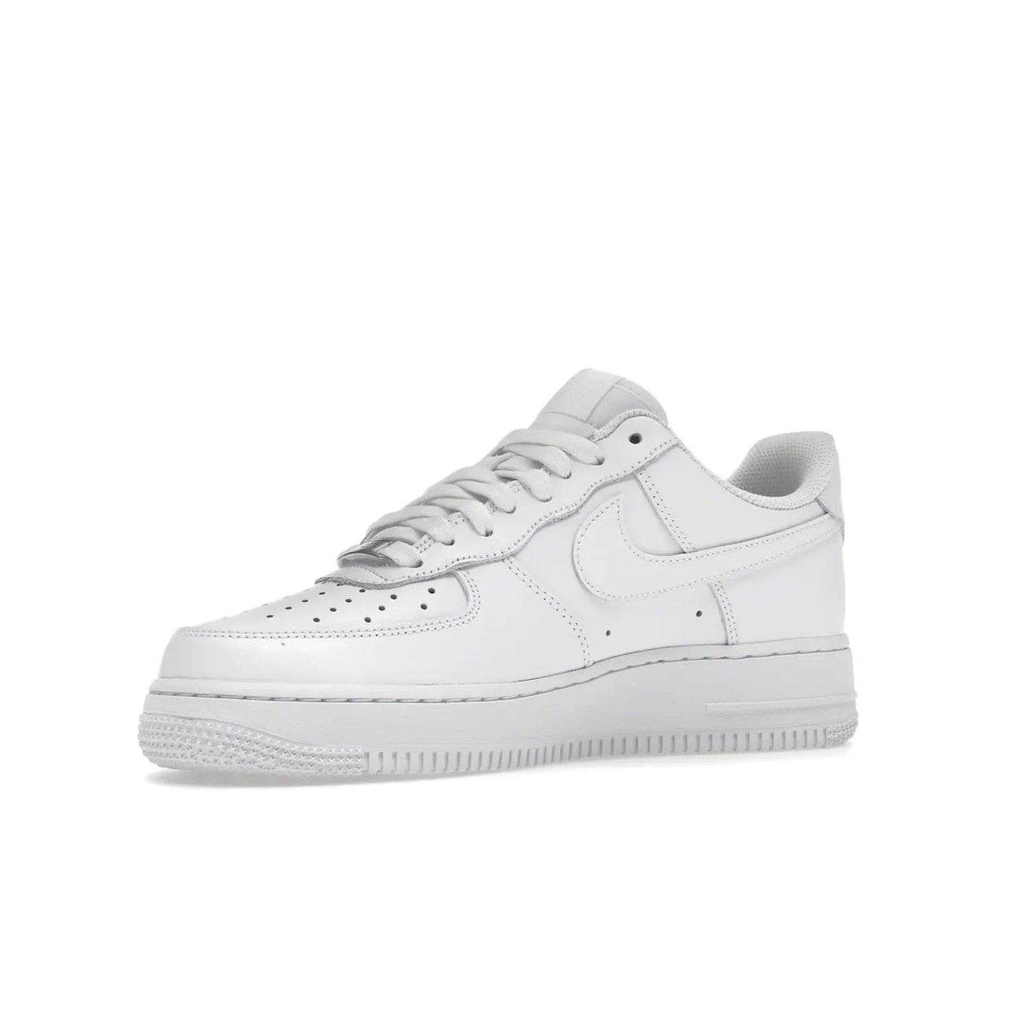 Nike Air Force 1 Low '07 White (Women's) - Image 16 - Only at www.BallersClubKickz.com - Timeless classic sneaker updated with white leather upper and perforated toe box. Nike heel embroidery and white sole. Released January 2018.