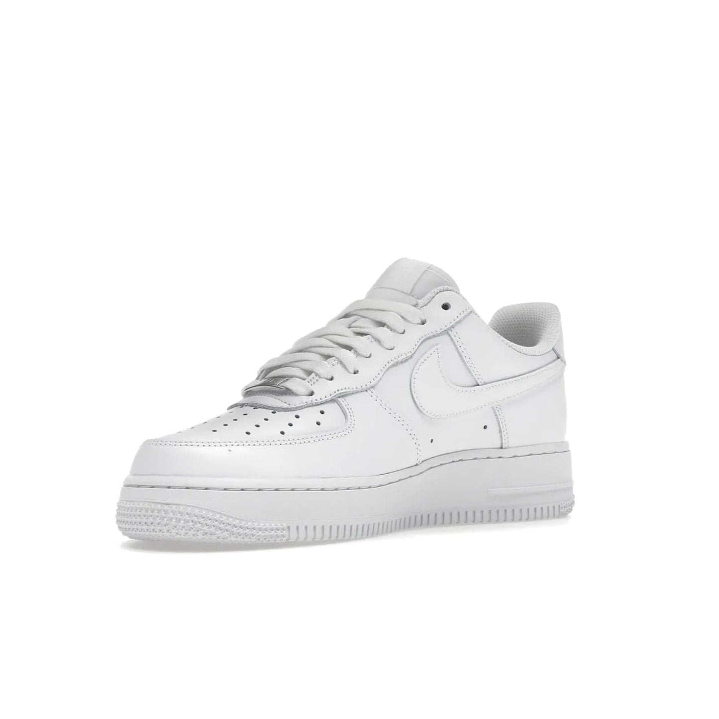 Nike Air Force 1 Low '07 White (Women's) - Image 15 - Only at www.BallersClubKickz.com - Timeless classic sneaker updated with white leather upper and perforated toe box. Nike heel embroidery and white sole. Released January 2018.