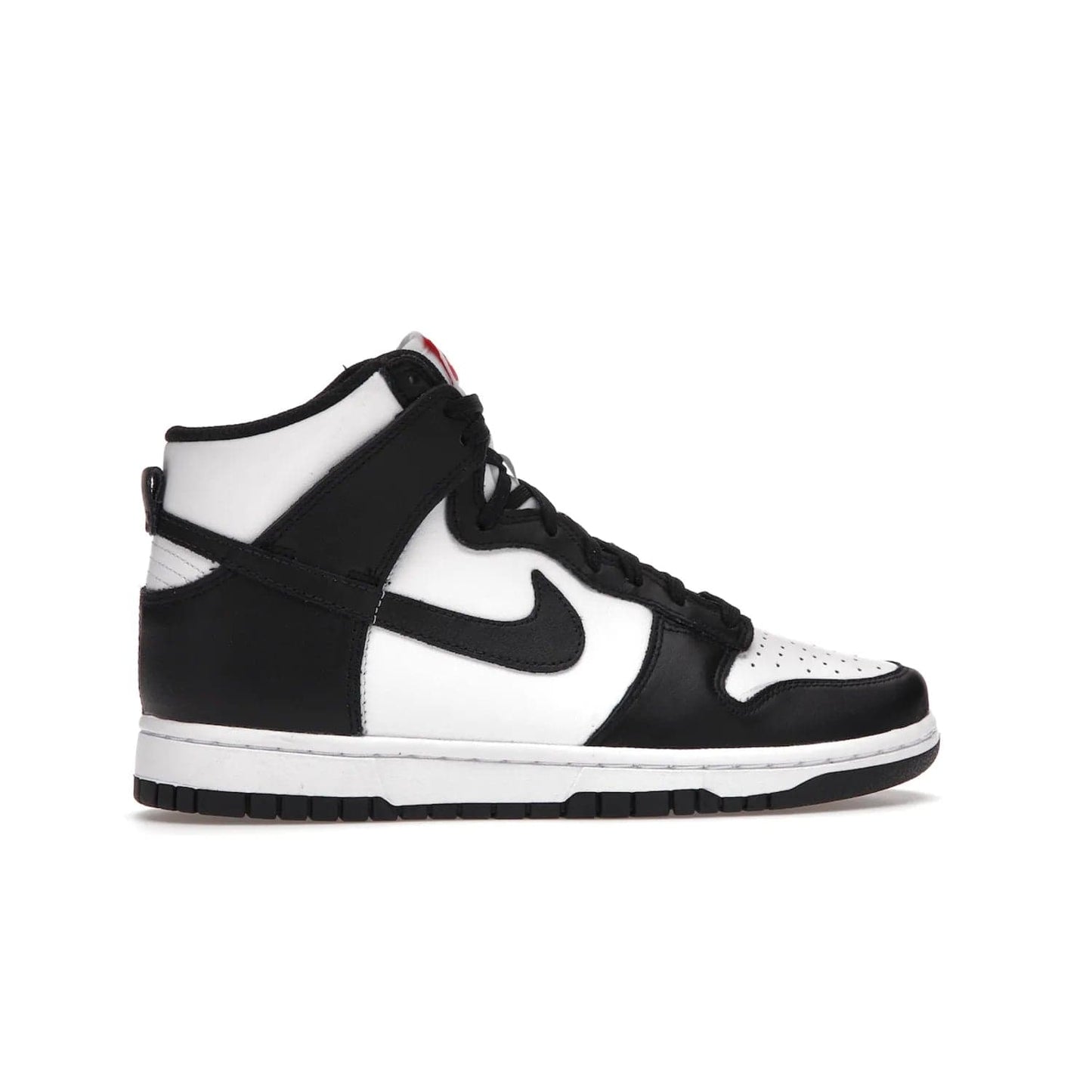 Nike Dunk High Panda (2021) (Women's) - Image 36 - Only at www.BallersClubKickz.com - The Nike Dunk High Panda (2021) (Women's) shoe offers stylish comfort. Featuring black and white leather uppers, a matching sole, with a red woven tongue label, this luxurious shoe will make any outfit stand out. Dare to be different and add to your wardrobe today!