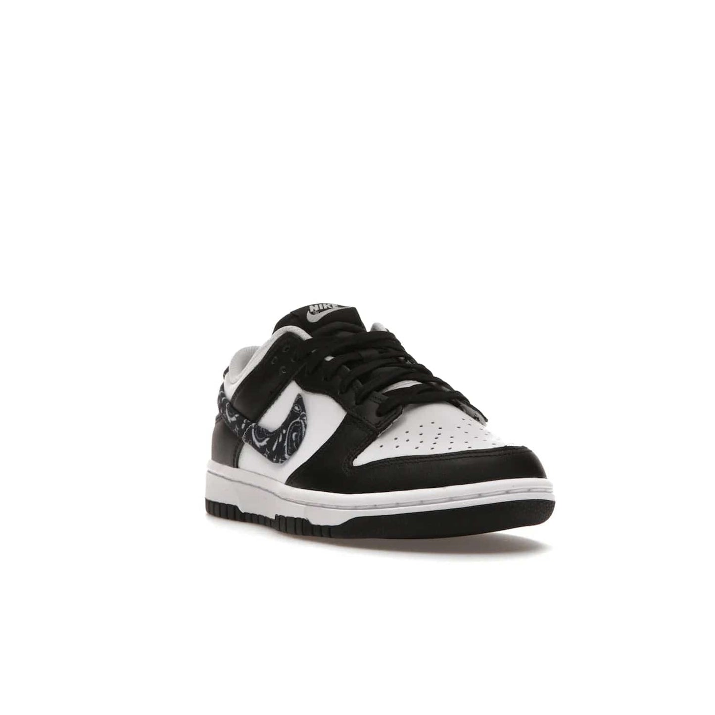 Nike Dunk Low Essential Paisley Pack Black (Women's) - Image 7 - Only at www.BallersClubKickz.com - Make a statement with the all-black Nike Dunk Low Essential Paisley Pack Black (Women's) featuring white leather overlays, a stunning paisley bandana print, and a white midsole for comfort and optimal grip on any surface.