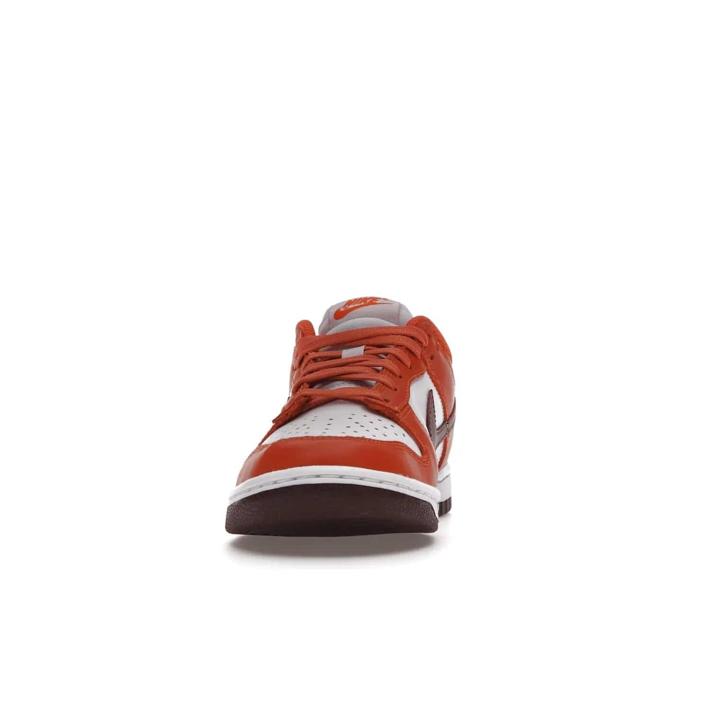 Nike Dunk Low Bronze Eclipse (Women's) - Image 11 - Only at www.BallersClubKickz.com - Elevate your style with the Women's Nike Dunk Low Bronze Eclipse! White leather upper, Mesa Orange overlays, Bronze Eclipse Swooshes, and matching soles designed for striking style. A modern statement piece to add to your wardrobe.