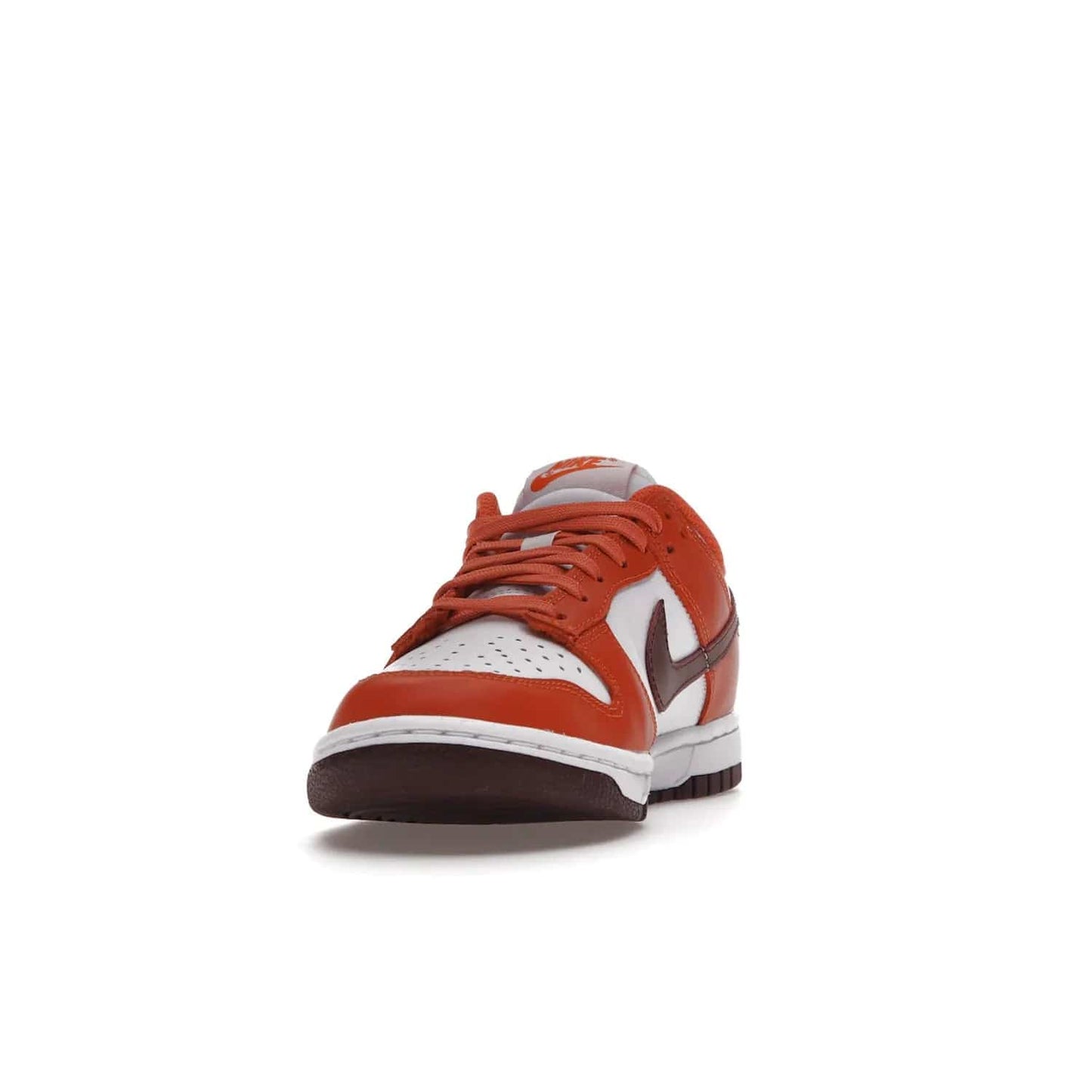 Nike Dunk Low Bronze Eclipse (Women's) - Image 12 - Only at www.BallersClubKickz.com - Elevate your style with the Women's Nike Dunk Low Bronze Eclipse! White leather upper, Mesa Orange overlays, Bronze Eclipse Swooshes, and matching soles designed for striking style. A modern statement piece to add to your wardrobe.