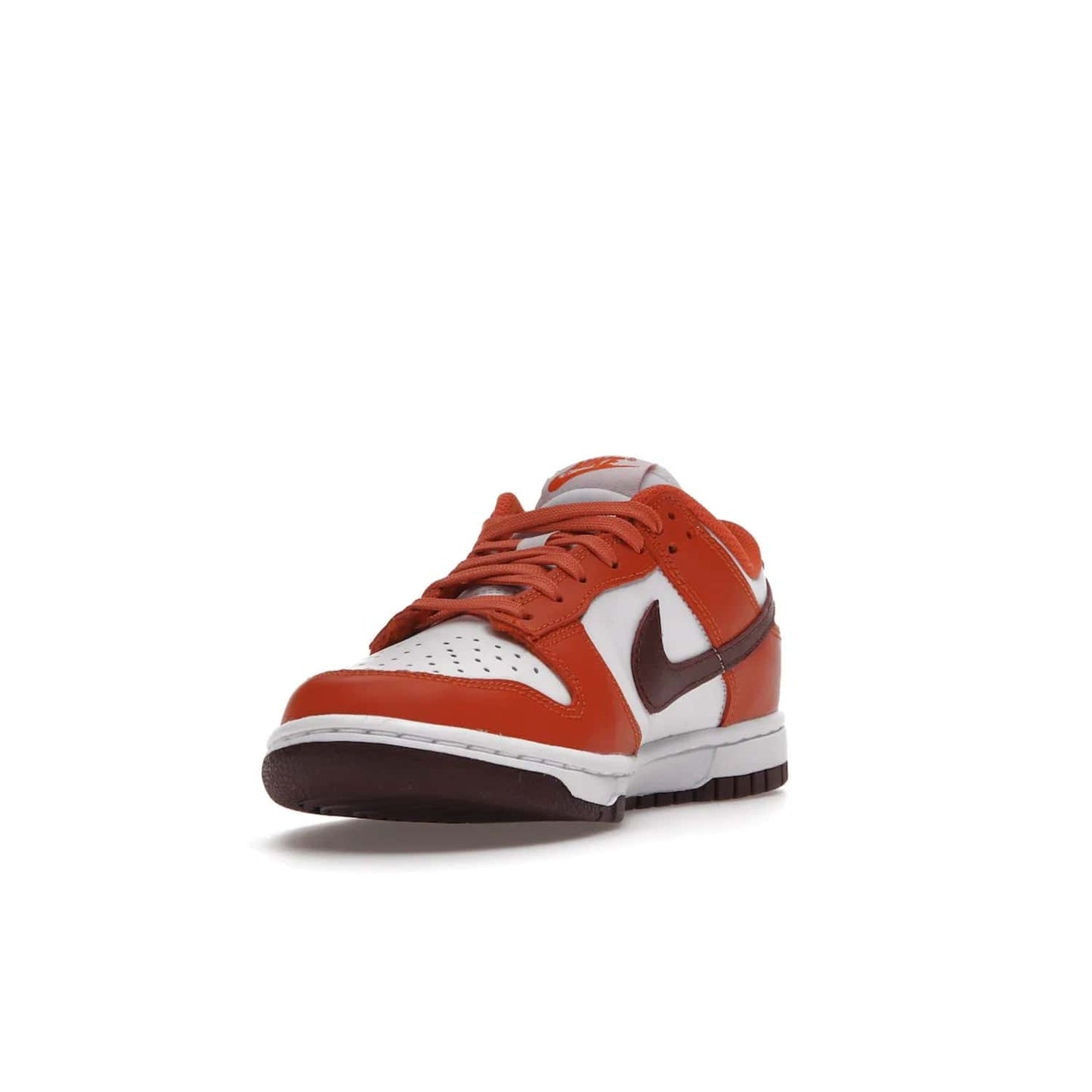 Nike Dunk Low Bronze Eclipse (Women's) - Image 13 - Only at www.BallersClubKickz.com - Elevate your style with the Women's Nike Dunk Low Bronze Eclipse! White leather upper, Mesa Orange overlays, Bronze Eclipse Swooshes, and matching soles designed for striking style. A modern statement piece to add to your wardrobe.