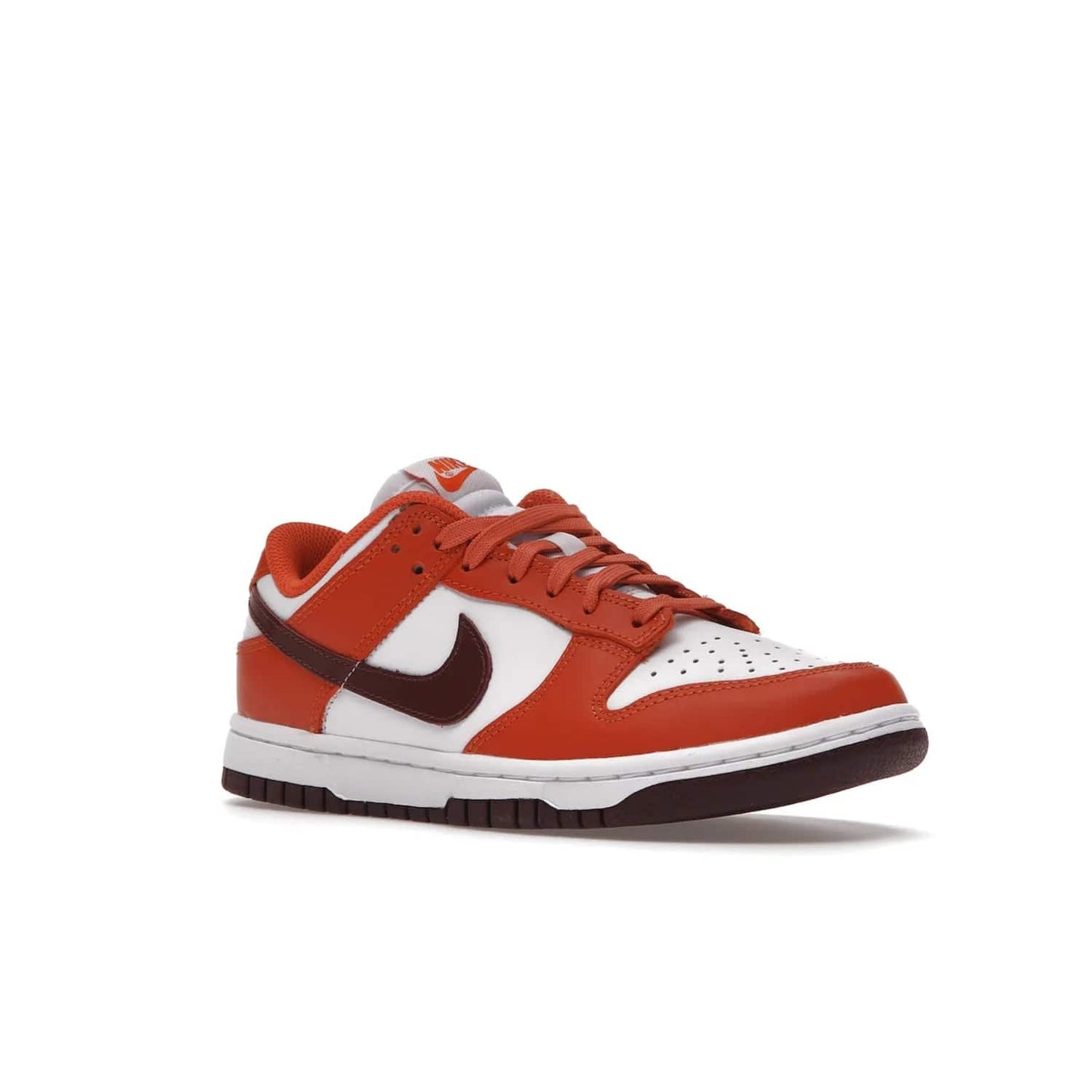 Nike Dunk Low Bronze Eclipse (Women's) - Image 5 - Only at www.BallersClubKickz.com - Elevate your style with the Women's Nike Dunk Low Bronze Eclipse! White leather upper, Mesa Orange overlays, Bronze Eclipse Swooshes, and matching soles designed for striking style. A modern statement piece to add to your wardrobe.