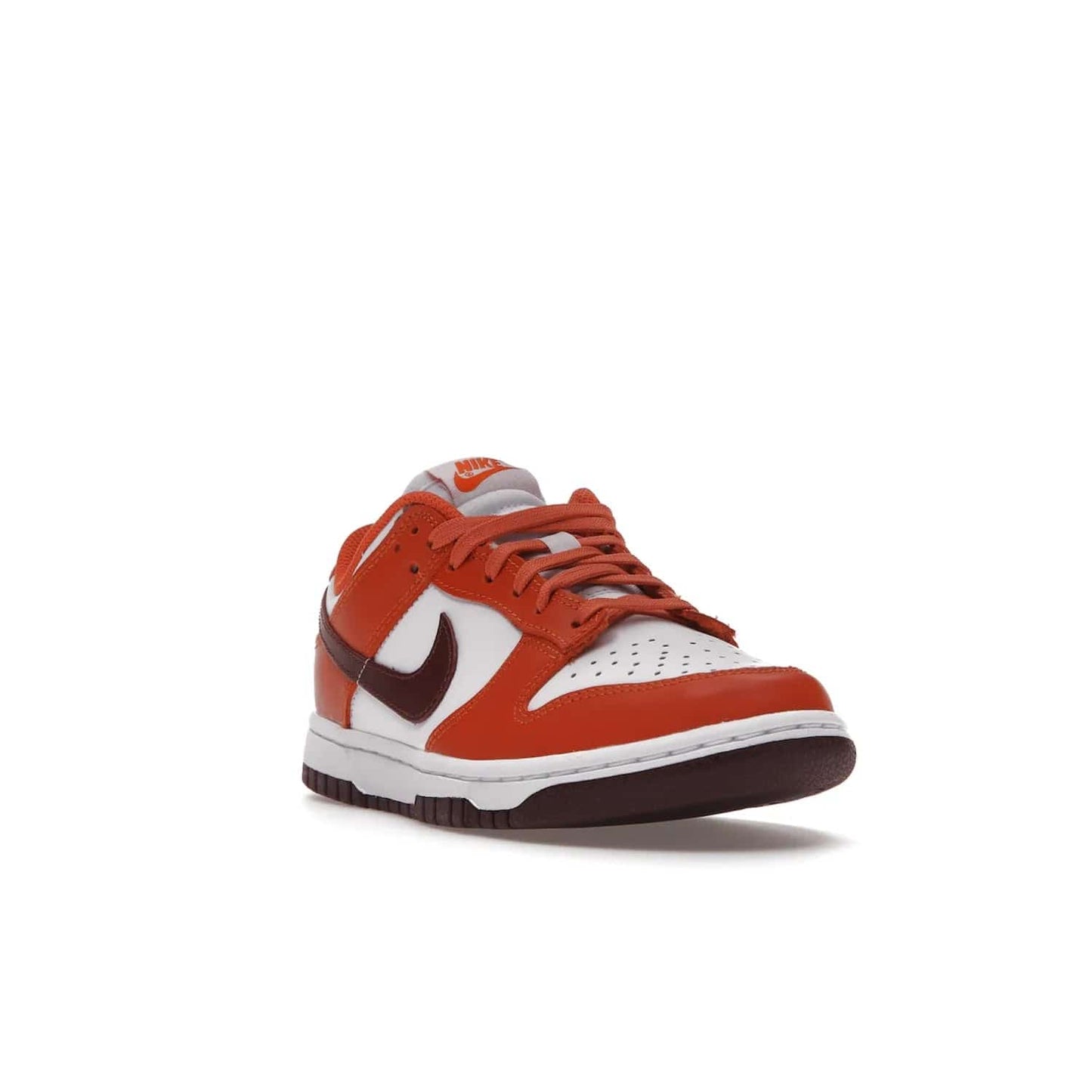 Nike Dunk Low Bronze Eclipse (Women's) - Image 7 - Only at www.BallersClubKickz.com - Elevate your style with the Women's Nike Dunk Low Bronze Eclipse! White leather upper, Mesa Orange overlays, Bronze Eclipse Swooshes, and matching soles designed for striking style. A modern statement piece to add to your wardrobe.