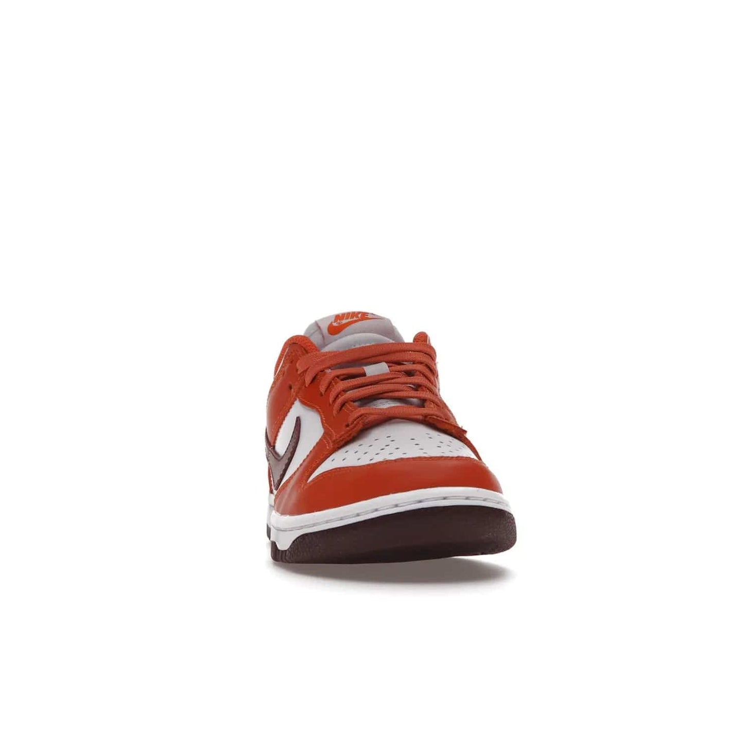 Nike Dunk Low Bronze Eclipse (Women's) - Image 9 - Only at www.BallersClubKickz.com - Elevate your style with the Women's Nike Dunk Low Bronze Eclipse! White leather upper, Mesa Orange overlays, Bronze Eclipse Swooshes, and matching soles designed for striking style. A modern statement piece to add to your wardrobe.