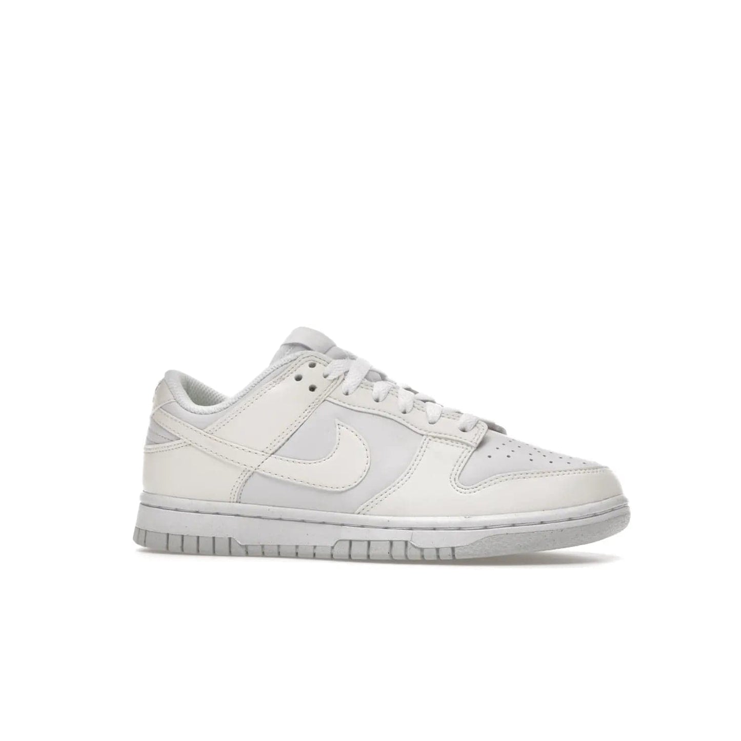 Nike Dunk Low Next Nature Sail (Women's) - Image 3 - Only at www.BallersClubKickz.com - The Nike Dunk Low Next Nature Sail delivers iconic style with sustainable innovation. This two-tone black and white Flyleather upper, constructed with 50% recycled materials, offers a stylish yet eco-friendly look. Available November 2021 for $100.