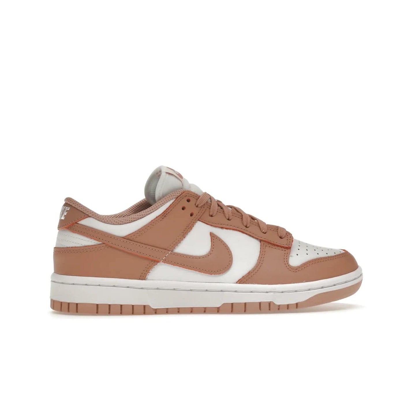 Nike Dunk Low Rose Whisper (Women's) - Image 36 - Only at www.BallersClubKickz.com - The Nike Dunk Low Rose Whisper is the perfect summer shoe with classic two-tone look and vintage-inspired design. Features white and Rose Whisper leather upper, woven tongue labels and EVA foam sole for plush cushioning. Available June 2022 at $100.