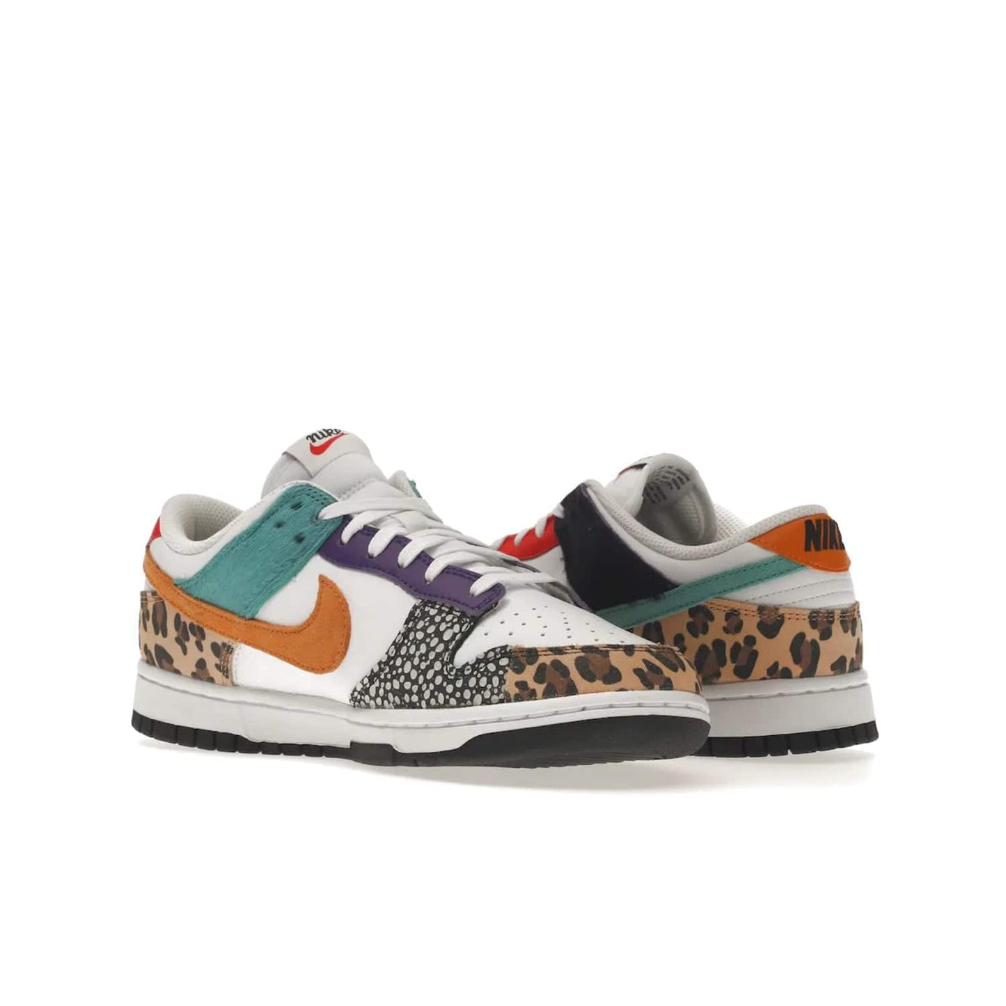 Nike Dunk Low Safari Mix (Women's) - Image 23 - Only at www.BallersClubKickz.com - Express your unique style with the Women’s Nike Dunk Low Safari Mix. Featuring a vibrant mix of white leather, leopard Durabuck, faux-horsehair, suede, and more, this stylish sneaker will turn heads. Shop now for a bold look at an affordable $120 price tag. Available in May 2022.