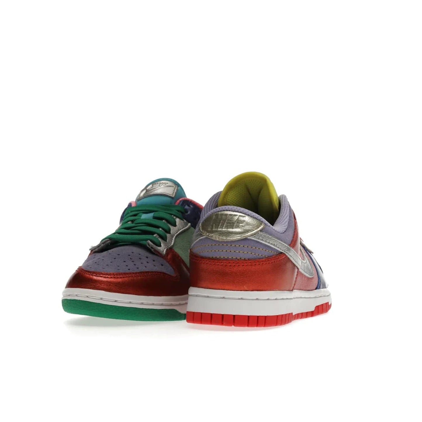 Nike Dunk Low Sunset Pulse (Women's) - Image 30 - Only at www.BallersClubKickz.com - Add some style to your look with the Nike Dunk Low Sunset Pulse (Women's). Finished in a mix of metallic leather and suede, this eye-catching sneaker is designed in an attractive Sunset Pulse/ Silver-Purple Pulse colourway with metallic silver tongue labels and heel tabs.