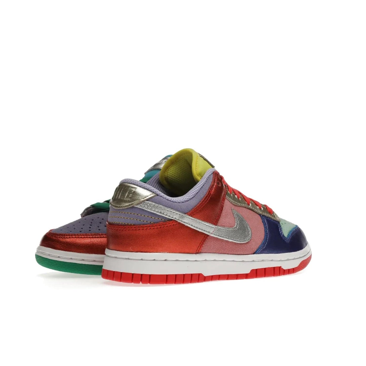 Nike Dunk Low Sunset Pulse (Women's) - Image 33 - Only at www.BallersClubKickz.com - Add some style to your look with the Nike Dunk Low Sunset Pulse (Women's). Finished in a mix of metallic leather and suede, this eye-catching sneaker is designed in an attractive Sunset Pulse/ Silver-Purple Pulse colourway with metallic silver tongue labels and heel tabs.
