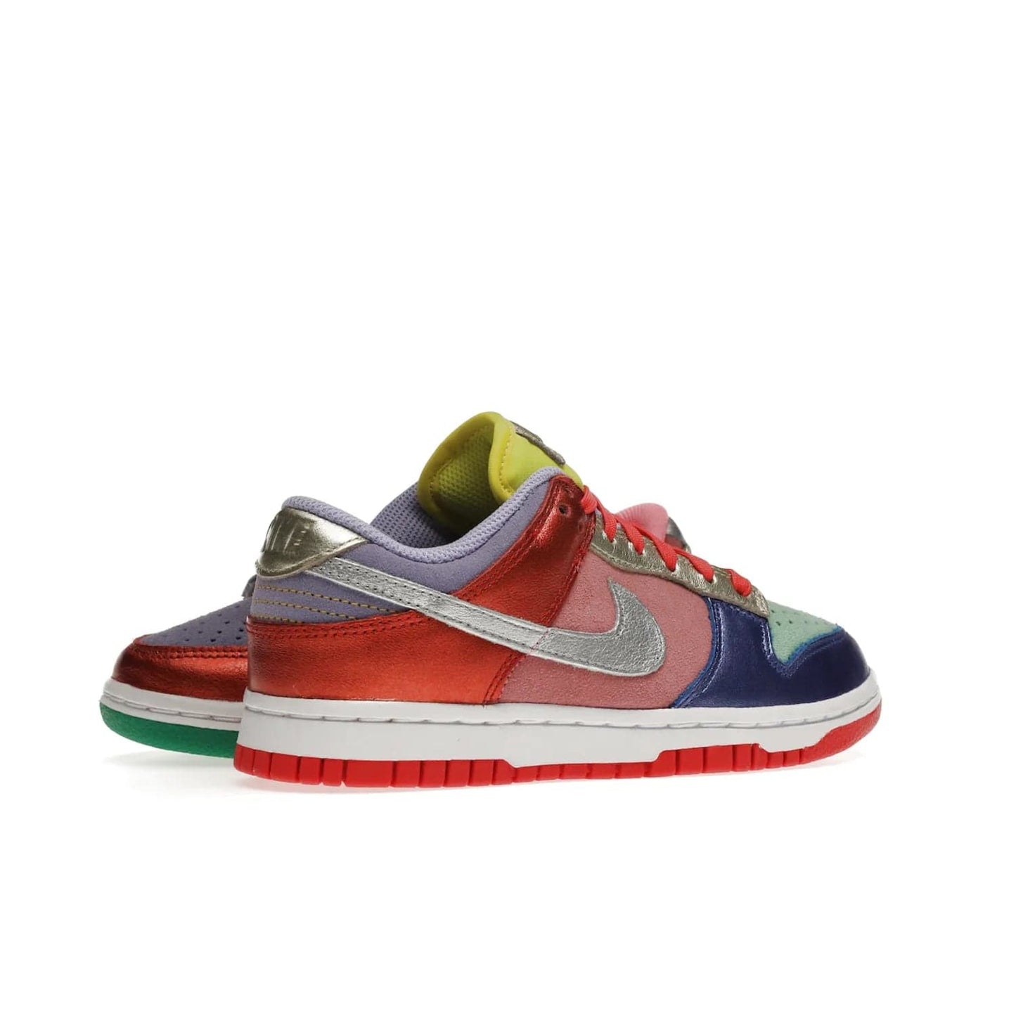 Nike Dunk Low Sunset Pulse (Women's) - Image 34 - Only at www.BallersClubKickz.com - Add some style to your look with the Nike Dunk Low Sunset Pulse (Women's). Finished in a mix of metallic leather and suede, this eye-catching sneaker is designed in an attractive Sunset Pulse/ Silver-Purple Pulse colourway with metallic silver tongue labels and heel tabs.