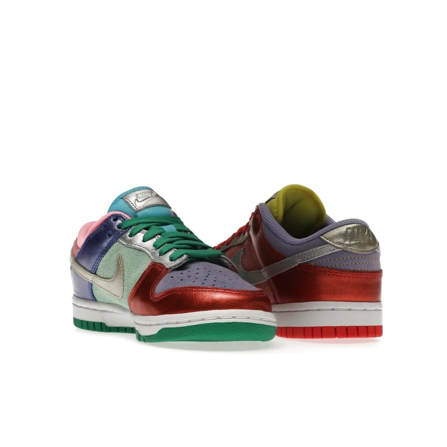 Nike Dunk Low Sunset Pulse (Women's) - Image 25 - Only at www.BallersClubKickz.com - Add some style to your look with the Nike Dunk Low Sunset Pulse (Women's). Finished in a mix of metallic leather and suede, this eye-catching sneaker is designed in an attractive Sunset Pulse/ Silver-Purple Pulse colourway with metallic silver tongue labels and heel tabs.