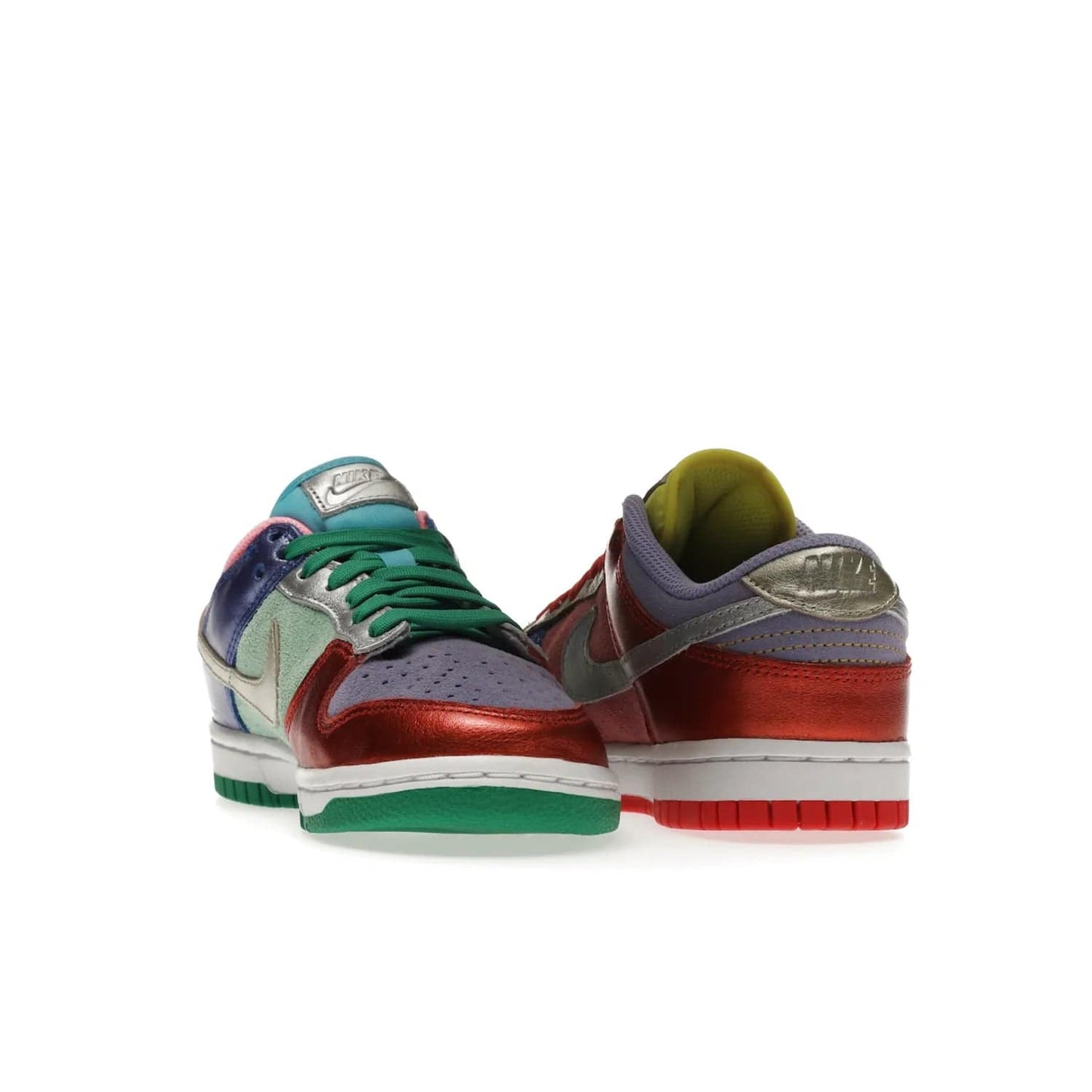 Nike Dunk Low Sunset Pulse (Women's) - Image 26 - Only at www.BallersClubKickz.com - Add some style to your look with the Nike Dunk Low Sunset Pulse (Women's). Finished in a mix of metallic leather and suede, this eye-catching sneaker is designed in an attractive Sunset Pulse/ Silver-Purple Pulse colourway with metallic silver tongue labels and heel tabs.