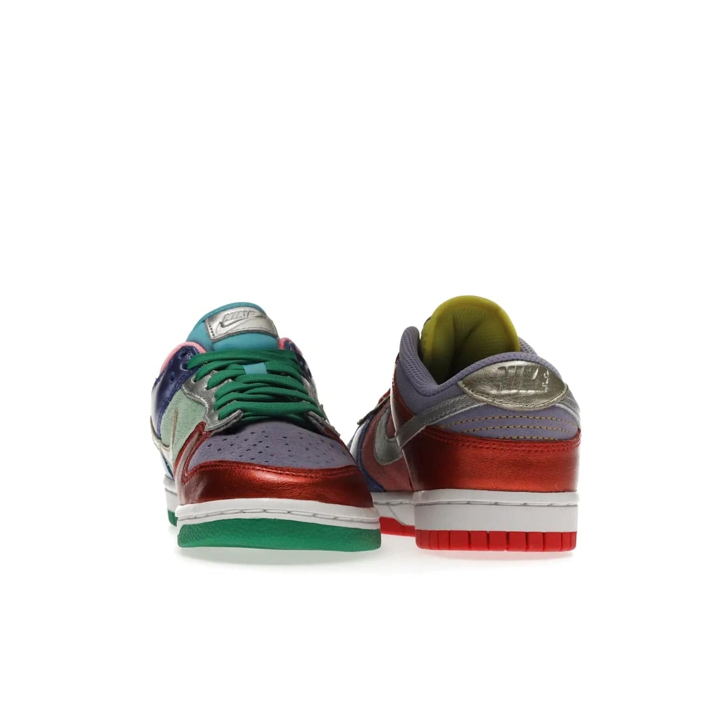 Nike Dunk Low Sunset Pulse (Women's) - Image 27 - Only at www.BallersClubKickz.com - Add some style to your look with the Nike Dunk Low Sunset Pulse (Women's). Finished in a mix of metallic leather and suede, this eye-catching sneaker is designed in an attractive Sunset Pulse/ Silver-Purple Pulse colourway with metallic silver tongue labels and heel tabs.