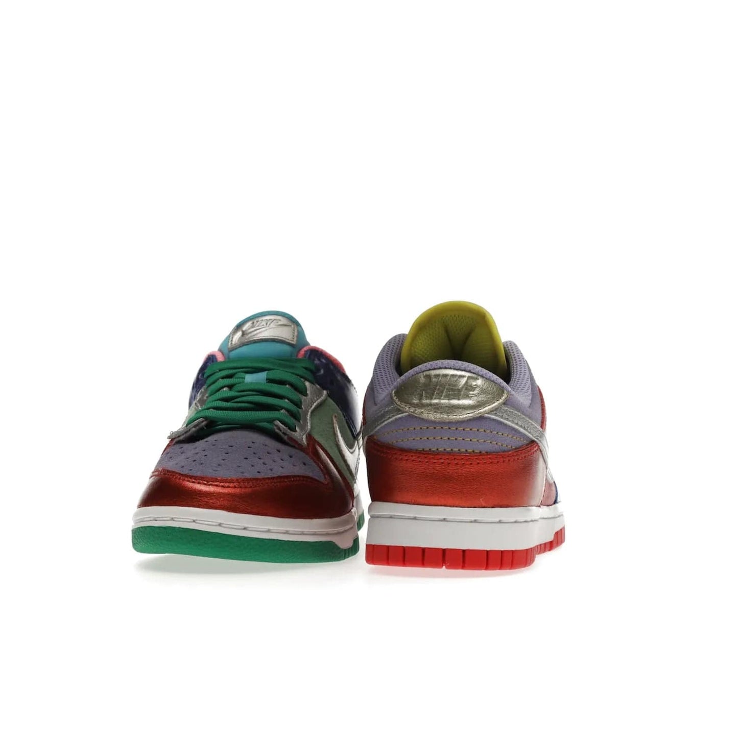 Nike Dunk Low Sunset Pulse (Women's) - Image 29 - Only at www.BallersClubKickz.com - Add some style to your look with the Nike Dunk Low Sunset Pulse (Women's). Finished in a mix of metallic leather and suede, this eye-catching sneaker is designed in an attractive Sunset Pulse/ Silver-Purple Pulse colourway with metallic silver tongue labels and heel tabs.
