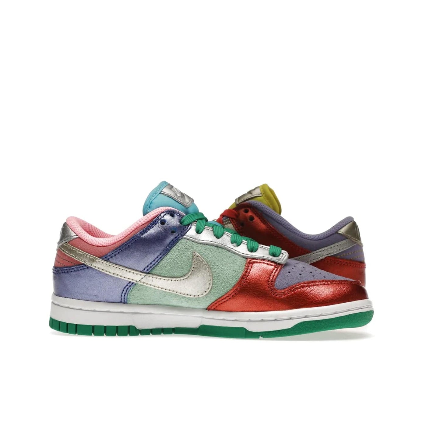 Nike Dunk Low Sunset Pulse (Women's) - Image 20 - Only at www.BallersClubKickz.com - Add some style to your look with the Nike Dunk Low Sunset Pulse (Women's). Finished in a mix of metallic leather and suede, this eye-catching sneaker is designed in an attractive Sunset Pulse/ Silver-Purple Pulse colourway with metallic silver tongue labels and heel tabs.