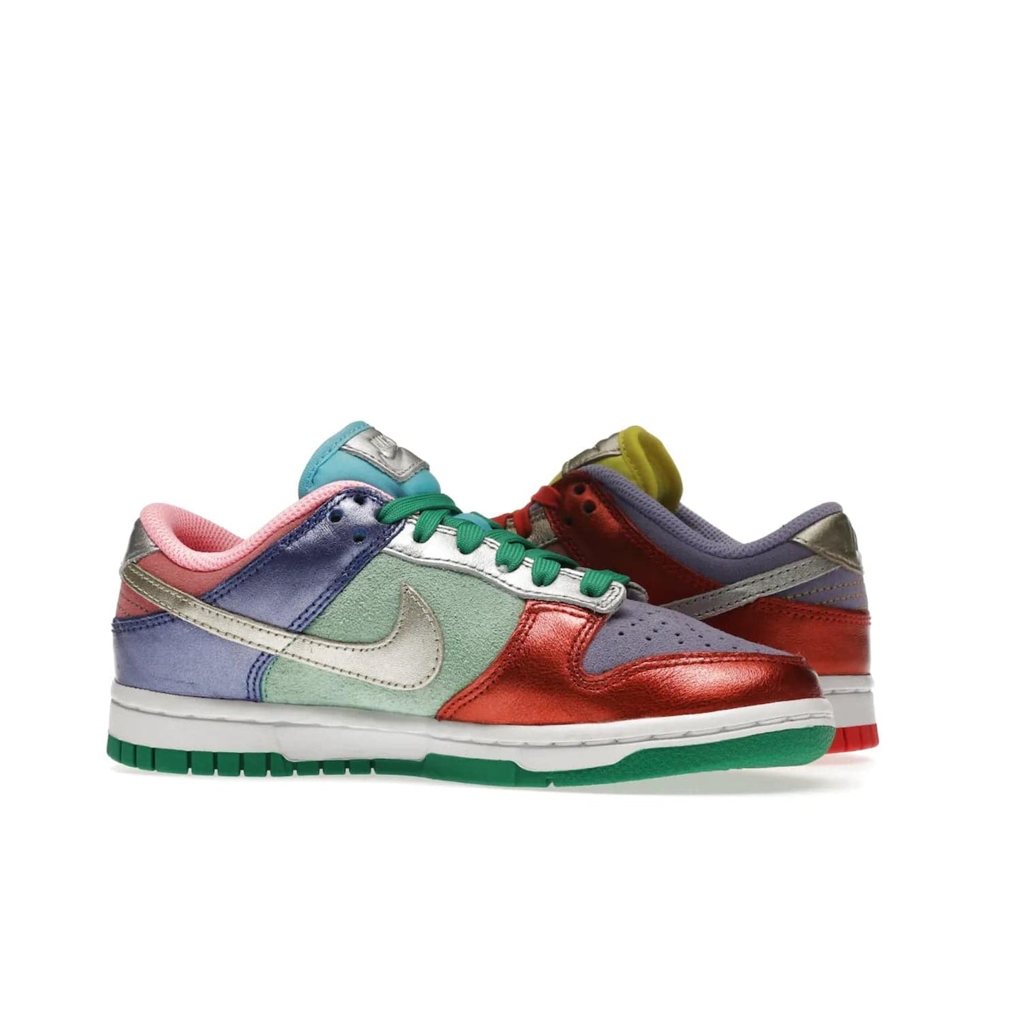 Nike Dunk Low Sunset Pulse (Women's) - Image 21 - Only at www.BallersClubKickz.com - Add some style to your look with the Nike Dunk Low Sunset Pulse (Women's). Finished in a mix of metallic leather and suede, this eye-catching sneaker is designed in an attractive Sunset Pulse/ Silver-Purple Pulse colourway with metallic silver tongue labels and heel tabs.