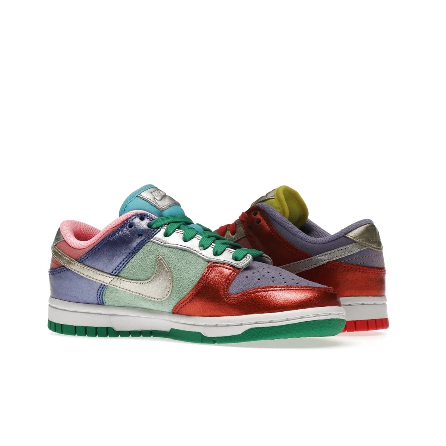 Nike Dunk Low Sunset Pulse (Women's) - Image 22 - Only at www.BallersClubKickz.com - Add some style to your look with the Nike Dunk Low Sunset Pulse (Women's). Finished in a mix of metallic leather and suede, this eye-catching sneaker is designed in an attractive Sunset Pulse/ Silver-Purple Pulse colourway with metallic silver tongue labels and heel tabs.