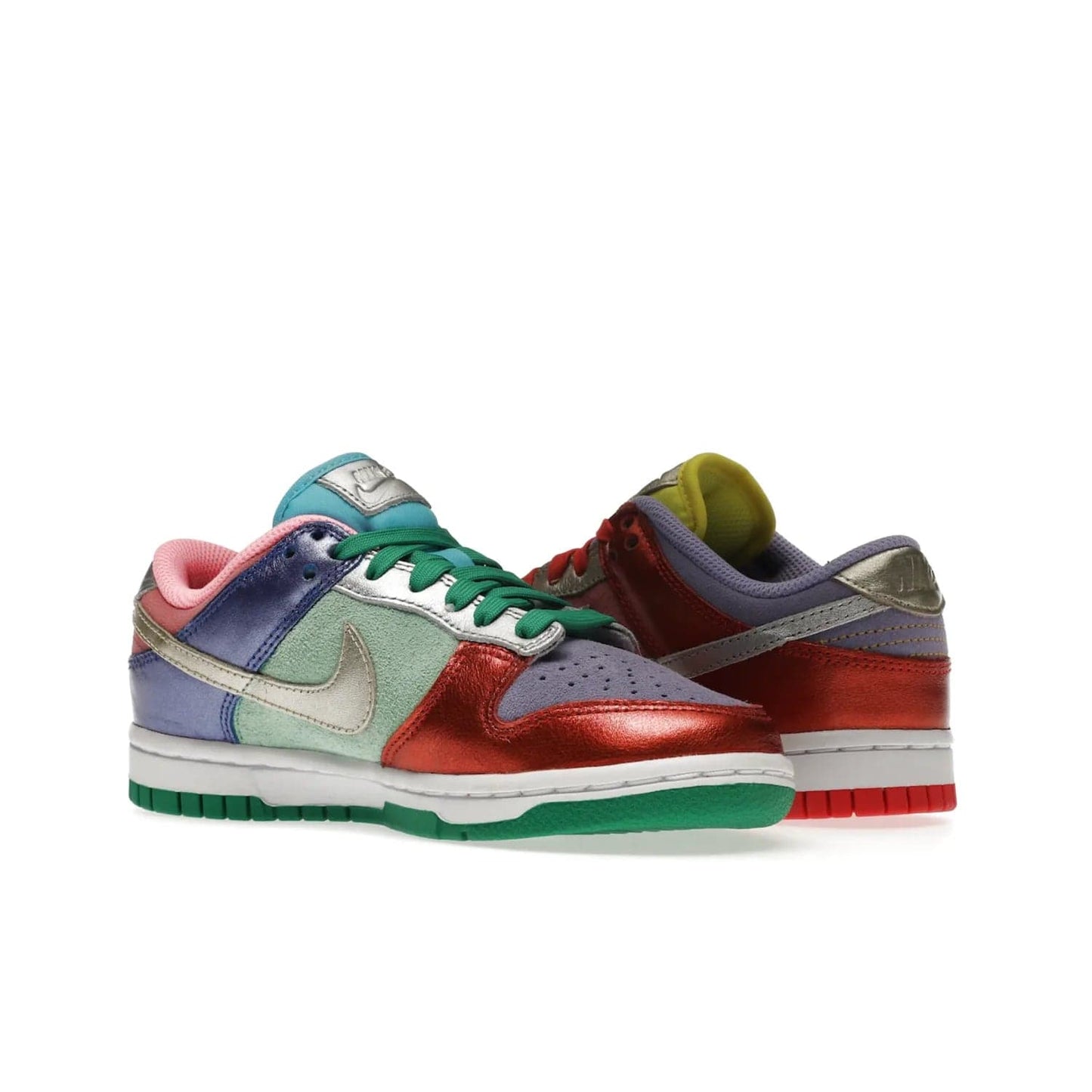 Nike Dunk Low Sunset Pulse (Women's) - Image 23 - Only at www.BallersClubKickz.com - Add some style to your look with the Nike Dunk Low Sunset Pulse (Women's). Finished in a mix of metallic leather and suede, this eye-catching sneaker is designed in an attractive Sunset Pulse/ Silver-Purple Pulse colourway with metallic silver tongue labels and heel tabs.