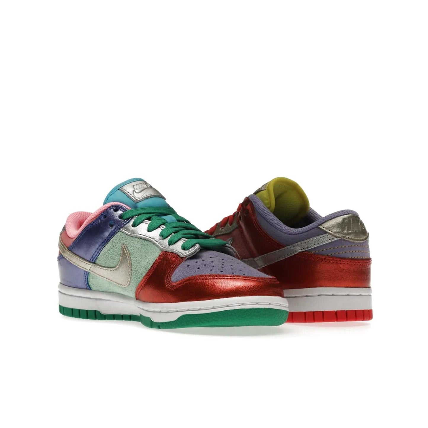 Nike Dunk Low Sunset Pulse (Women's) - Image 24 - Only at www.BallersClubKickz.com - Add some style to your look with the Nike Dunk Low Sunset Pulse (Women's). Finished in a mix of metallic leather and suede, this eye-catching sneaker is designed in an attractive Sunset Pulse/ Silver-Purple Pulse colourway with metallic silver tongue labels and heel tabs.