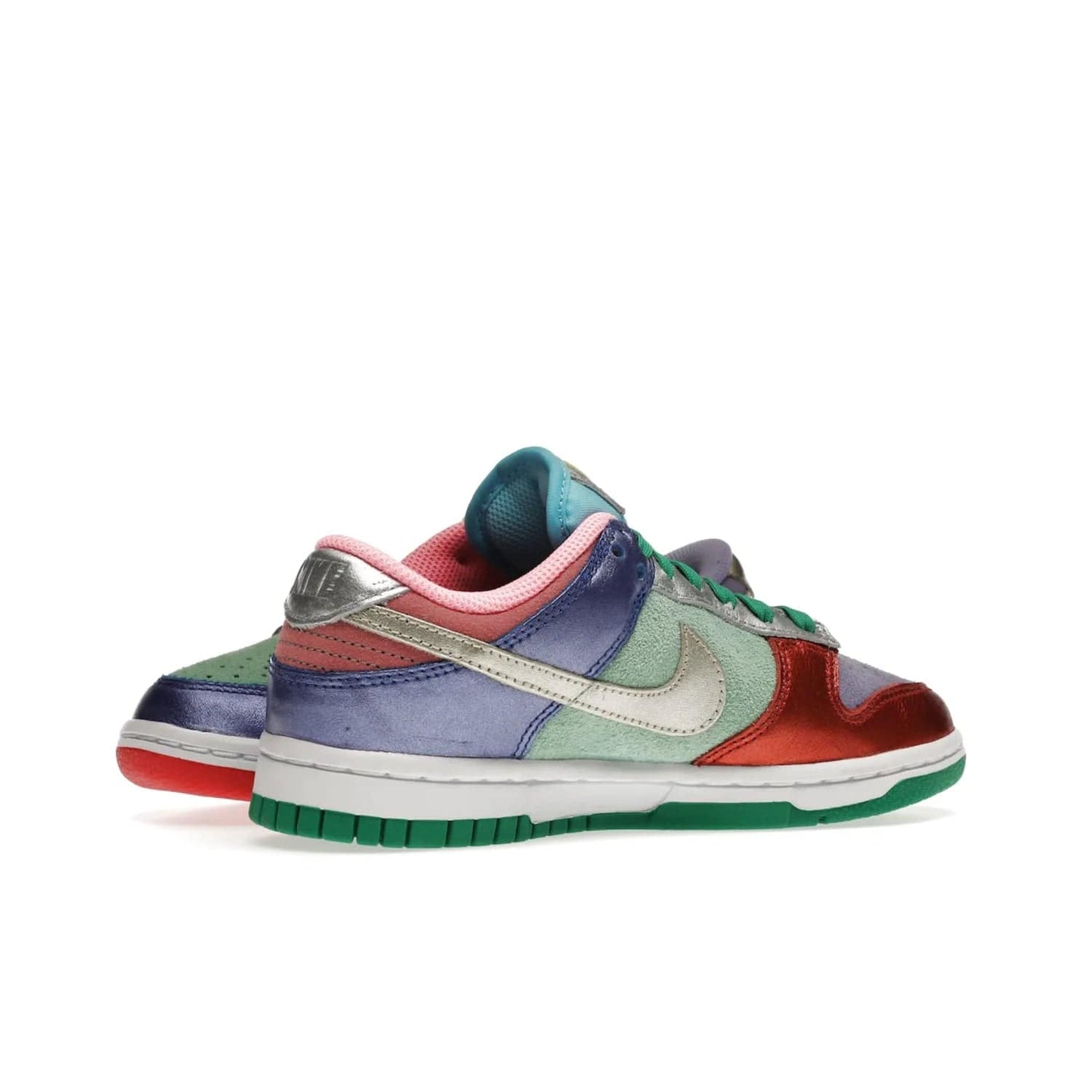 Nike Dunk Low Sunset Pulse (Women's) - Image 16 - Only at www.BallersClubKickz.com - Add some style to your look with the Nike Dunk Low Sunset Pulse (Women's). Finished in a mix of metallic leather and suede, this eye-catching sneaker is designed in an attractive Sunset Pulse/ Silver-Purple Pulse colourway with metallic silver tongue labels and heel tabs.