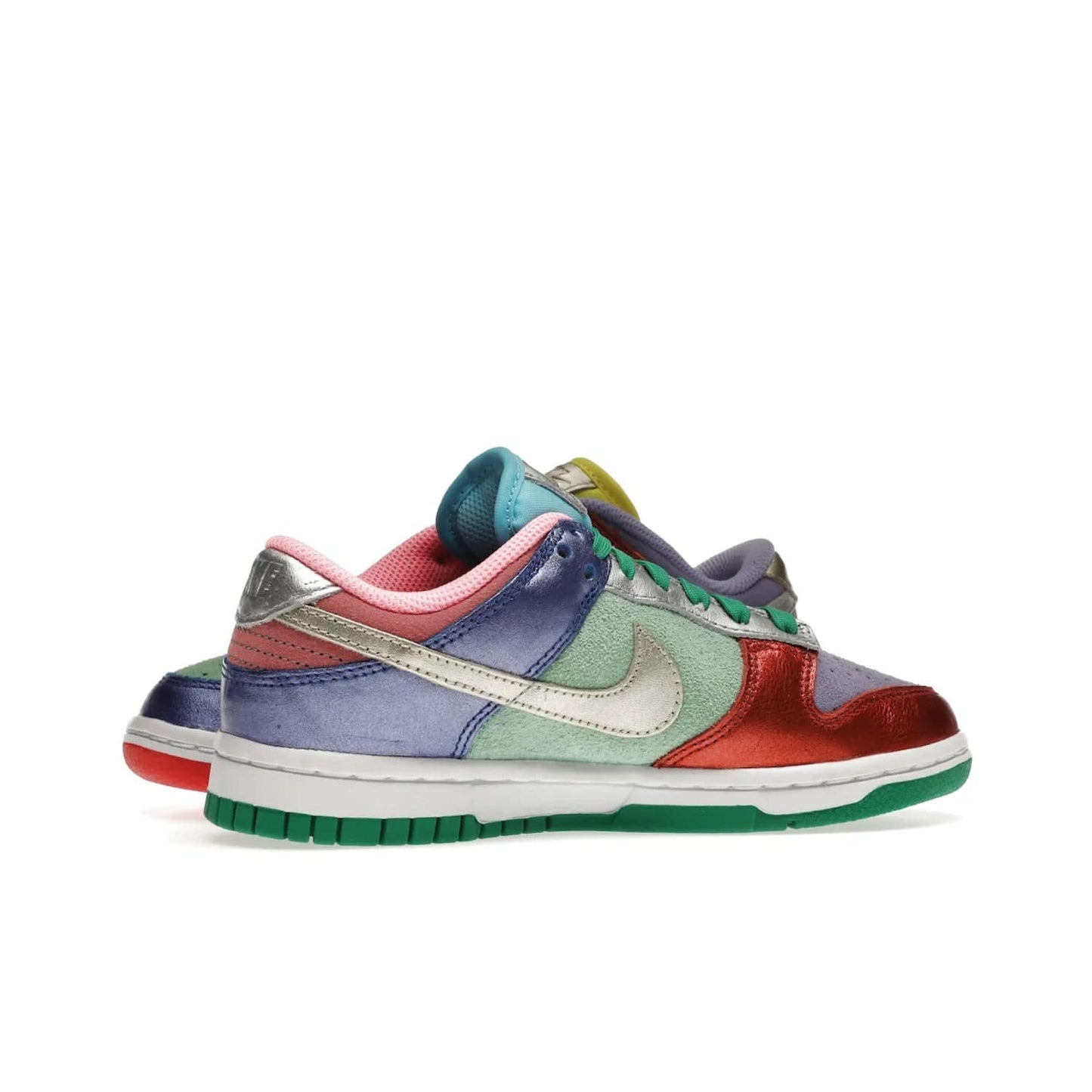 Nike Dunk Low Sunset Pulse (Women's) - Image 17 - Only at www.BallersClubKickz.com - Add some style to your look with the Nike Dunk Low Sunset Pulse (Women's). Finished in a mix of metallic leather and suede, this eye-catching sneaker is designed in an attractive Sunset Pulse/ Silver-Purple Pulse colourway with metallic silver tongue labels and heel tabs.