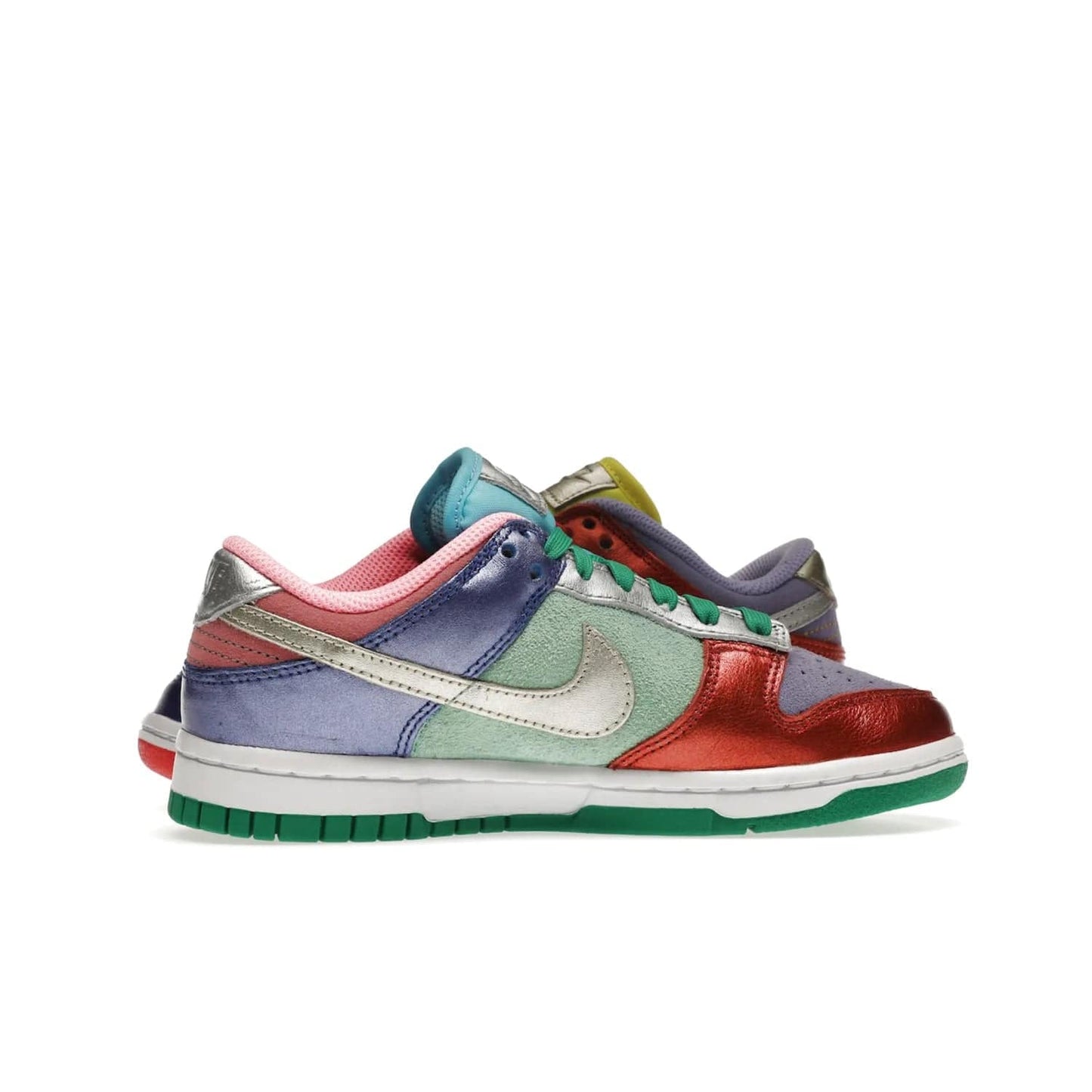 Nike Dunk Low Sunset Pulse (Women's) - Image 18 - Only at www.BallersClubKickz.com - Add some style to your look with the Nike Dunk Low Sunset Pulse (Women's). Finished in a mix of metallic leather and suede, this eye-catching sneaker is designed in an attractive Sunset Pulse/ Silver-Purple Pulse colourway with metallic silver tongue labels and heel tabs.