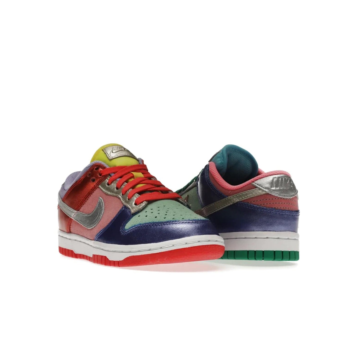 Nike Dunk Low Sunset Pulse (Women's) - Image 7 - Only at www.BallersClubKickz.com - Add some style to your look with the Nike Dunk Low Sunset Pulse (Women's). Finished in a mix of metallic leather and suede, this eye-catching sneaker is designed in an attractive Sunset Pulse/ Silver-Purple Pulse colourway with metallic silver tongue labels and heel tabs.
