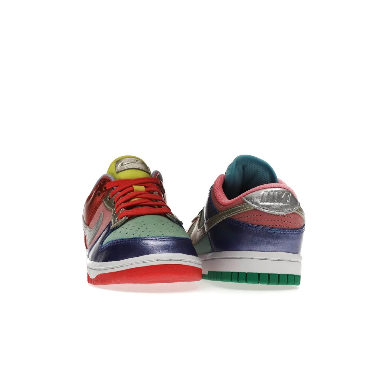 Nike Dunk Low Sunset Pulse (Women's) - Image 9 - Only at www.BallersClubKickz.com - Add some style to your look with the Nike Dunk Low Sunset Pulse (Women's). Finished in a mix of metallic leather and suede, this eye-catching sneaker is designed in an attractive Sunset Pulse/ Silver-Purple Pulse colourway with metallic silver tongue labels and heel tabs.