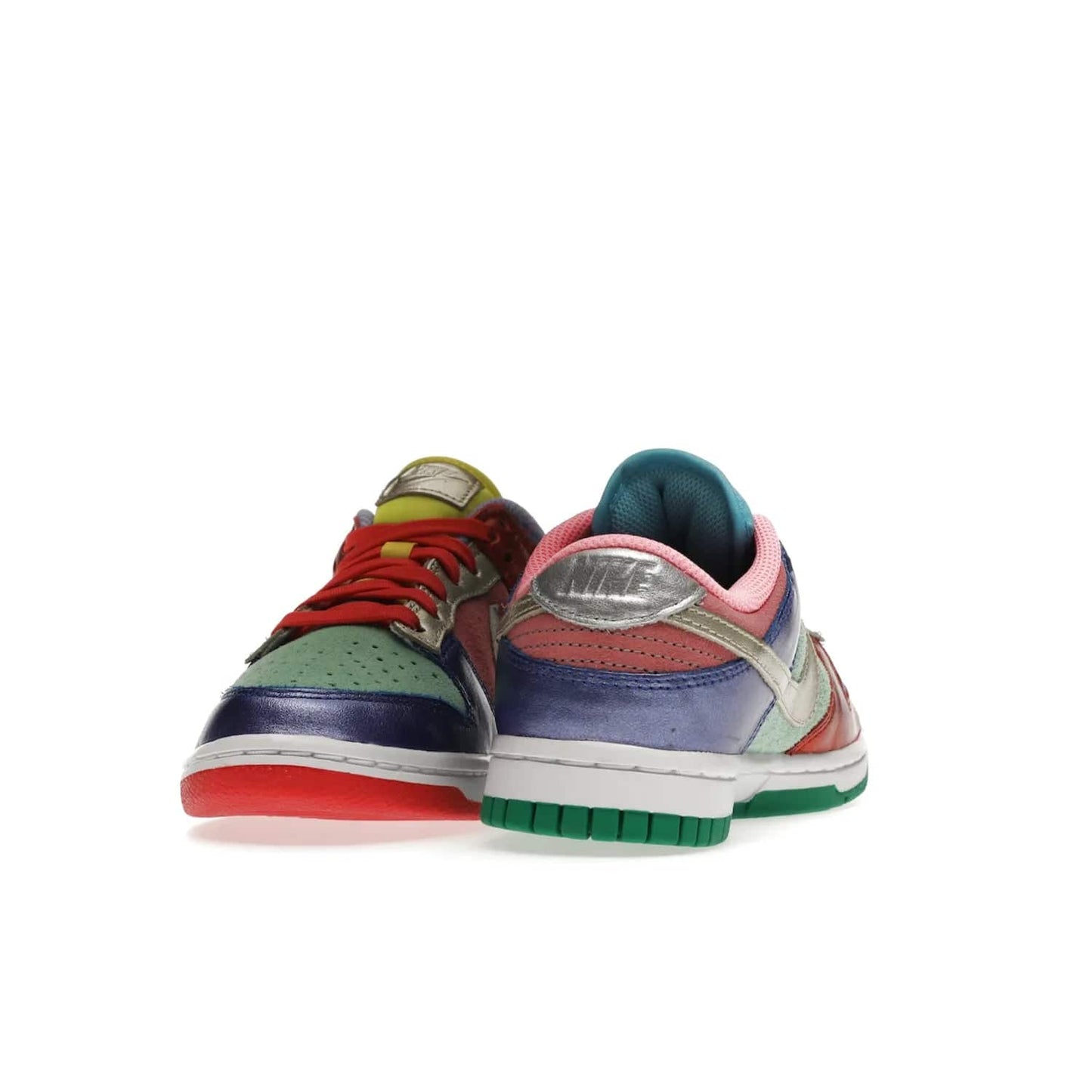 Nike Dunk Low Sunset Pulse (Women's) - Image 12 - Only at www.BallersClubKickz.com - Add some style to your look with the Nike Dunk Low Sunset Pulse (Women's). Finished in a mix of metallic leather and suede, this eye-catching sneaker is designed in an attractive Sunset Pulse/ Silver-Purple Pulse colourway with metallic silver tongue labels and heel tabs.