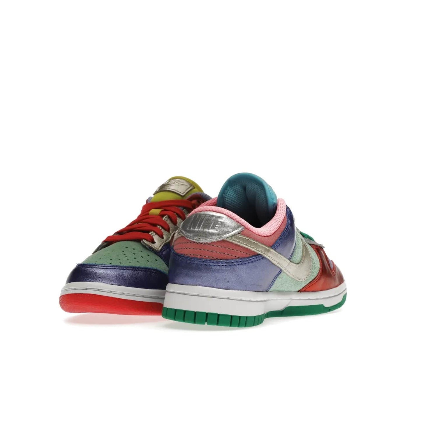 Nike Dunk Low Sunset Pulse (Women's) - Image 13 - Only at www.BallersClubKickz.com - Add some style to your look with the Nike Dunk Low Sunset Pulse (Women's). Finished in a mix of metallic leather and suede, this eye-catching sneaker is designed in an attractive Sunset Pulse/ Silver-Purple Pulse colourway with metallic silver tongue labels and heel tabs.