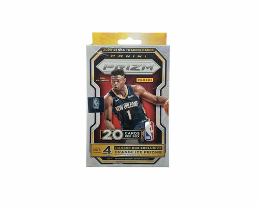 2020-21 Panini Prizm Basketball Hanger Box Orange Ice - Only at www.BallersClubKickz.com - The 2020-21 Panini Prizm Basketball Hanger Box comes with 20 cards total cards and includes four Hanger exclusive Orange Ice Prizms on average. A favorite amongst basketball card collectors and has become the set that holds each NBA player's core rookie card in the modern trading card hobby. 