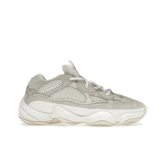 adidas Yeezy 500 Bone White (2023) - Image 1 - Only at www.BallersClubKickz.com - Experience the unique style of the adidas Yeezy 500 Bone White. Featuring a Bone White colorway and white accents, durable construction and comfortably light feel. Get ready to make a statement in 2023.
