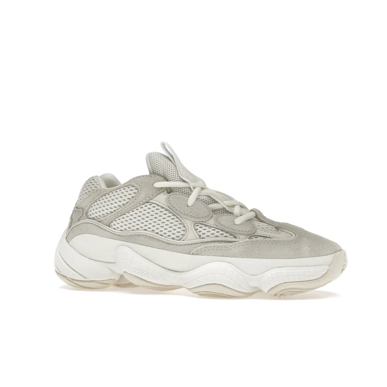 adidas Yeezy 500 Bone White (2023) - Image 3 - Only at www.BallersClubKickz.com - Experience the unique style of the adidas Yeezy 500 Bone White. Featuring a Bone White colorway and white accents, durable construction and comfortably light feel. Get ready to make a statement in 2023.