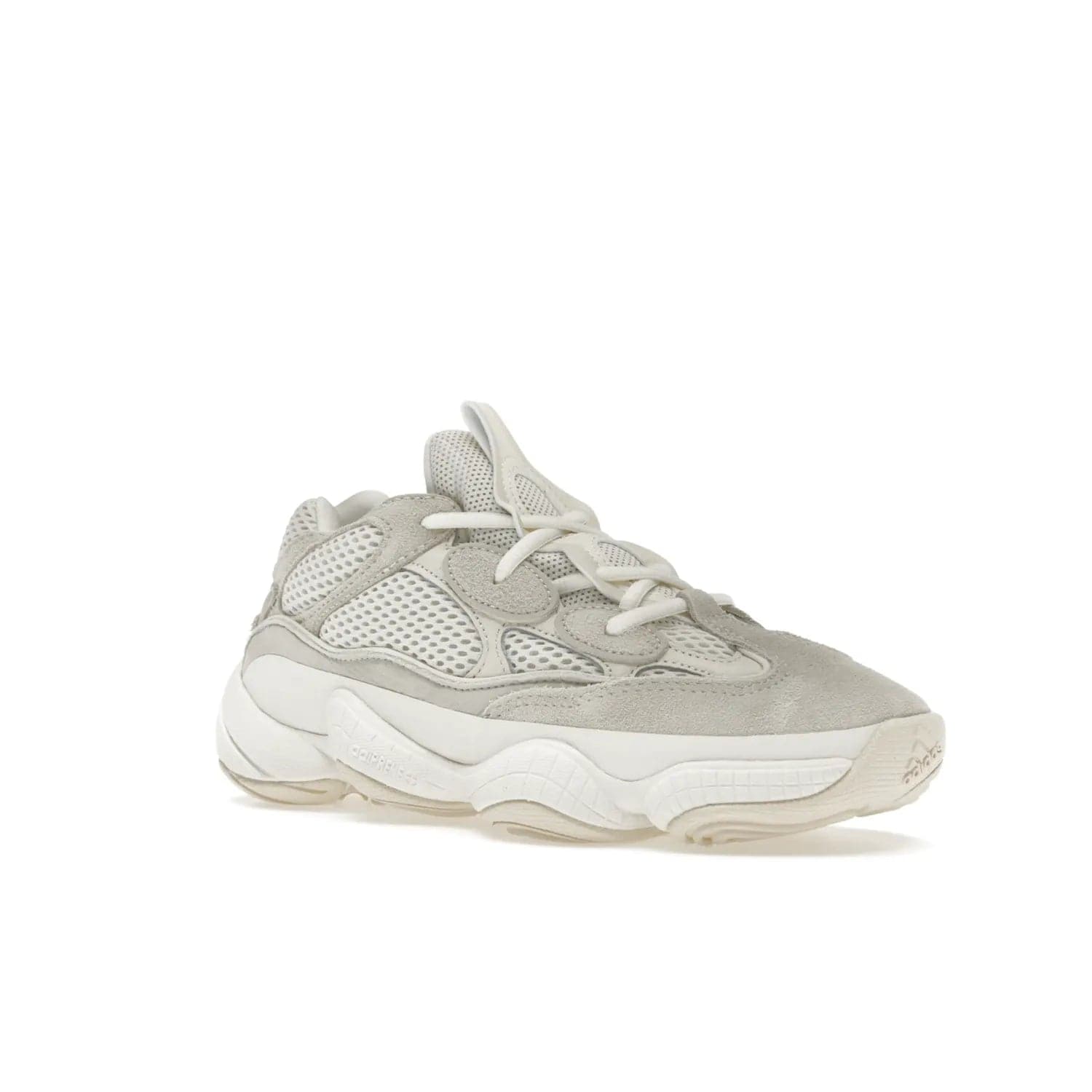 adidas Yeezy 500 Bone White (2023) - Image 5 - Only at www.BallersClubKickz.com - Experience the unique style of the adidas Yeezy 500 Bone White. Featuring a Bone White colorway and white accents, durable construction and comfortably light feel. Get ready to make a statement in 2023.