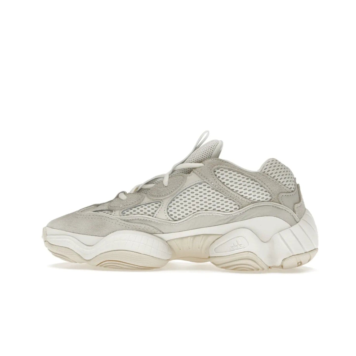adidas Yeezy 500 Bone White (2023) - Image 20 - Only at www.BallersClubKickz.com - Experience the unique style of the adidas Yeezy 500 Bone White. Featuring a Bone White colorway and white accents, durable construction and comfortably light feel. Get ready to make a statement in 2023.