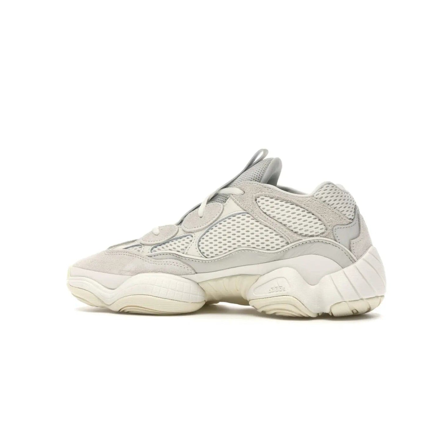 adidas Yeezy 500 Bone White - Image 21 - Only at www.BallersClubKickz.com - Classic look perfect for any sneaker collection. The adidas Yeezy 500 "Bone White" blends a white mesh upper with suede overlays & a chunky midsole inspired by the Adidas KB3. Complimented by a tonal-cream outsole, this timeless style is a must-have.