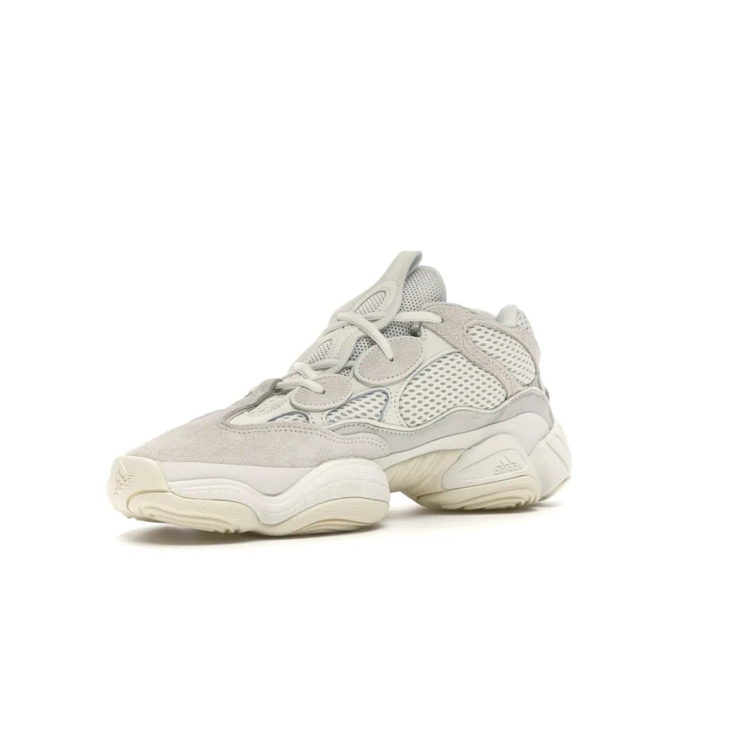 adidas Yeezy 500 Bone White - Image 15 - Only at www.BallersClubKickz.com - Classic look perfect for any sneaker collection. The adidas Yeezy 500 "Bone White" blends a white mesh upper with suede overlays & a chunky midsole inspired by the Adidas KB3. Complimented by a tonal-cream outsole, this timeless style is a must-have.