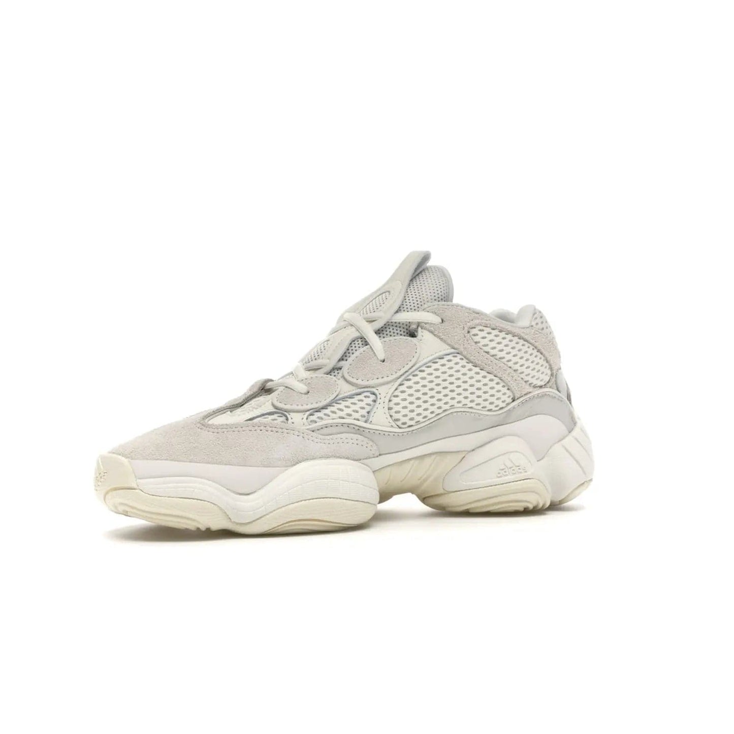 adidas Yeezy 500 Bone White - Image 16 - Only at www.BallersClubKickz.com - Classic look perfect for any sneaker collection. The adidas Yeezy 500 "Bone White" blends a white mesh upper with suede overlays & a chunky midsole inspired by the Adidas KB3. Complimented by a tonal-cream outsole, this timeless style is a must-have.
