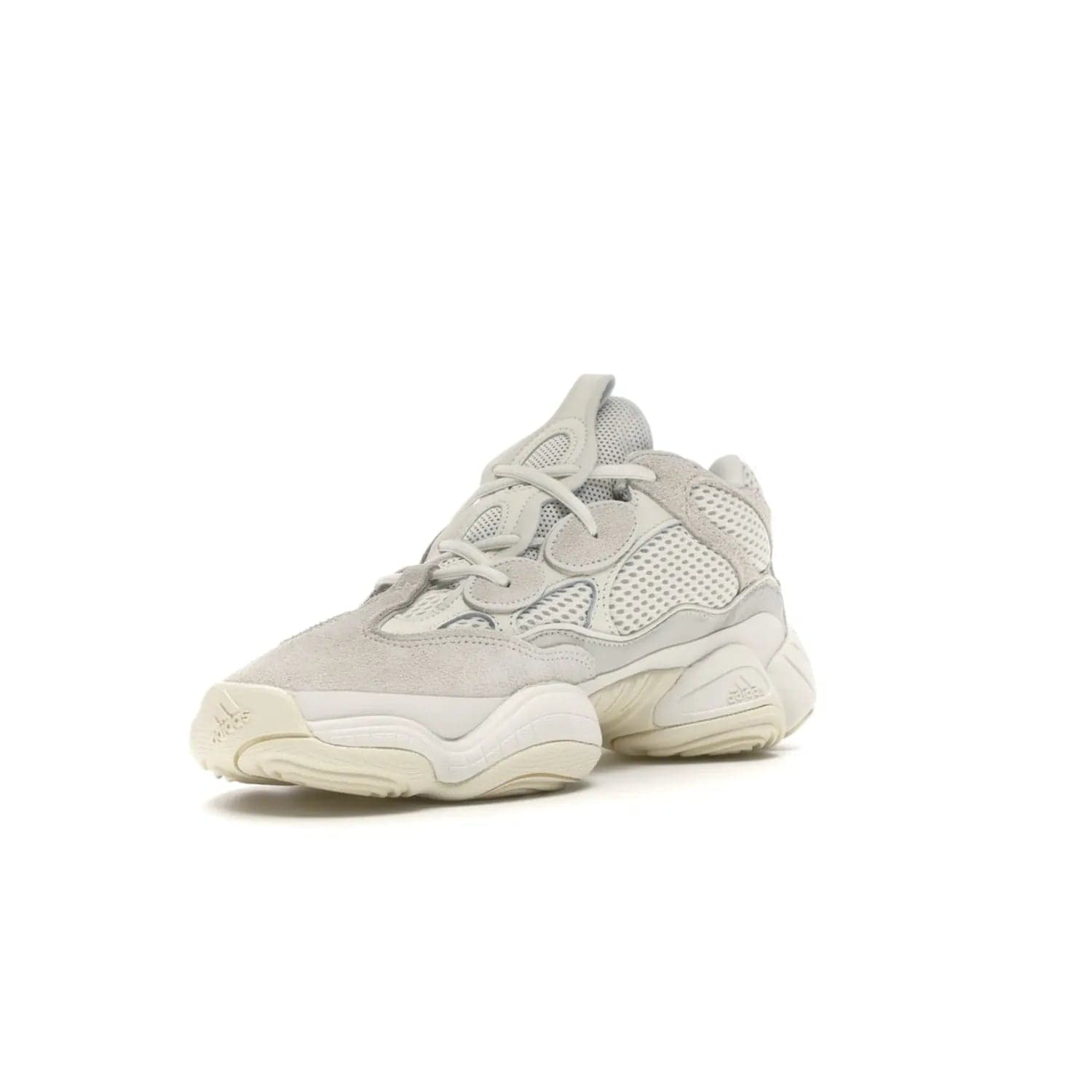 adidas Yeezy 500 Bone White - Image 14 - Only at www.BallersClubKickz.com - Classic look perfect for any sneaker collection. The adidas Yeezy 500 "Bone White" blends a white mesh upper with suede overlays & a chunky midsole inspired by the Adidas KB3. Complimented by a tonal-cream outsole, this timeless style is a must-have.