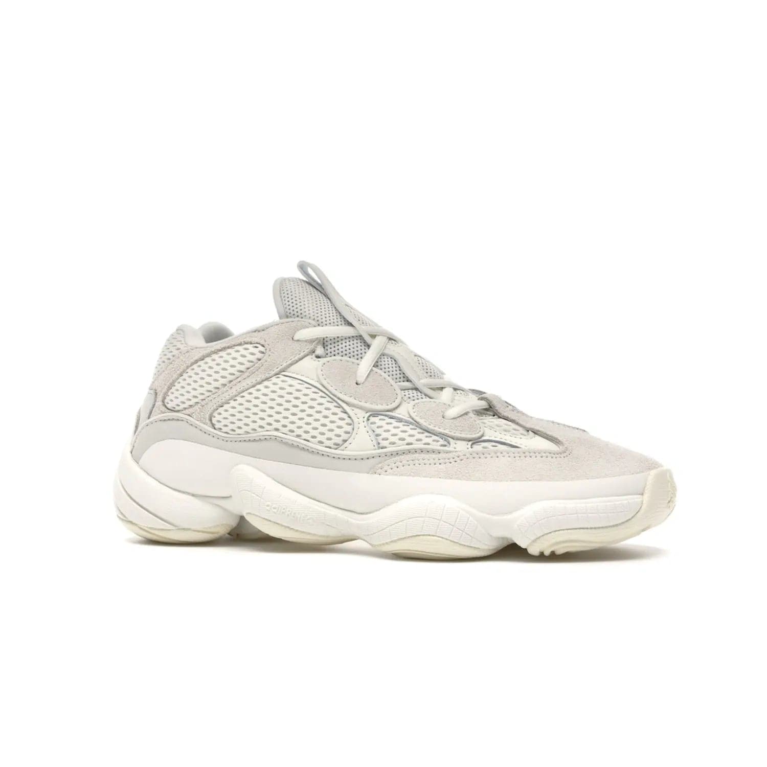 adidas Yeezy 500 Bone White - Image 3 - Only at www.BallersClubKickz.com - Classic look perfect for any sneaker collection. The adidas Yeezy 500 "Bone White" blends a white mesh upper with suede overlays & a chunky midsole inspired by the Adidas KB3. Complimented by a tonal-cream outsole, this timeless style is a must-have.