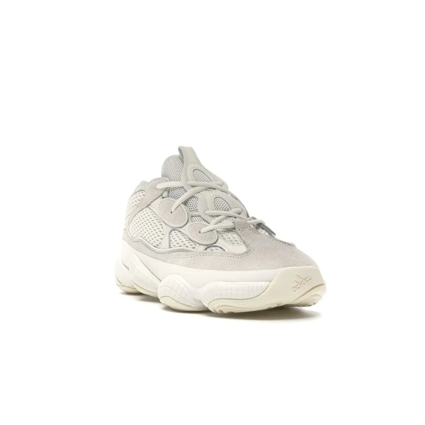 adidas Yeezy 500 Bone White - Image 7 - Only at www.BallersClubKickz.com - Classic look perfect for any sneaker collection. The adidas Yeezy 500 "Bone White" blends a white mesh upper with suede overlays & a chunky midsole inspired by the Adidas KB3. Complimented by a tonal-cream outsole, this timeless style is a must-have.