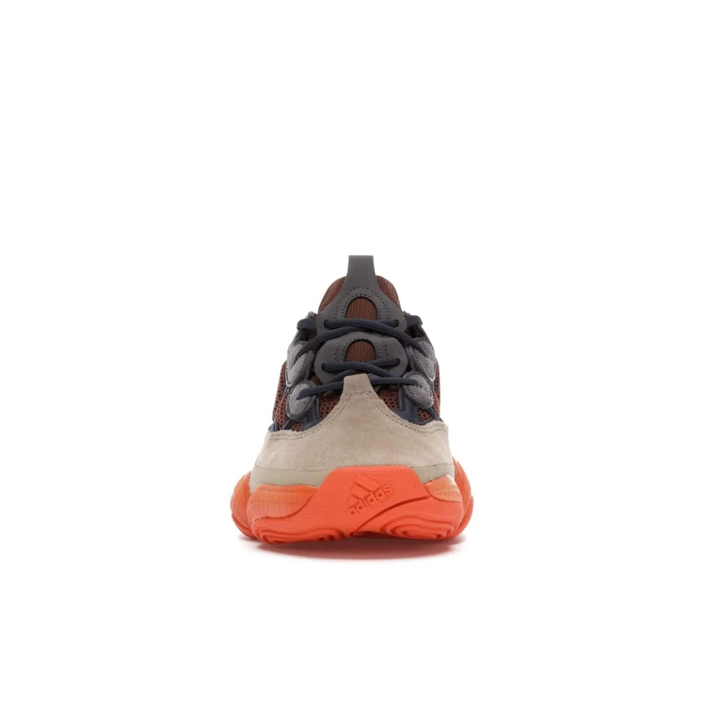 adidas Yeezy 500 Enflame - Image 10 - Only at www.BallersClubKickz.com - Step into style with the adidas Yeezy 500 Enflame. Mix of mesh, leather, and suede layered together to create tonal-brown, dark blue, & orange. Orange AdiPRENE sole provides superior cushioning & comfort. Get yours and experience maximum style.