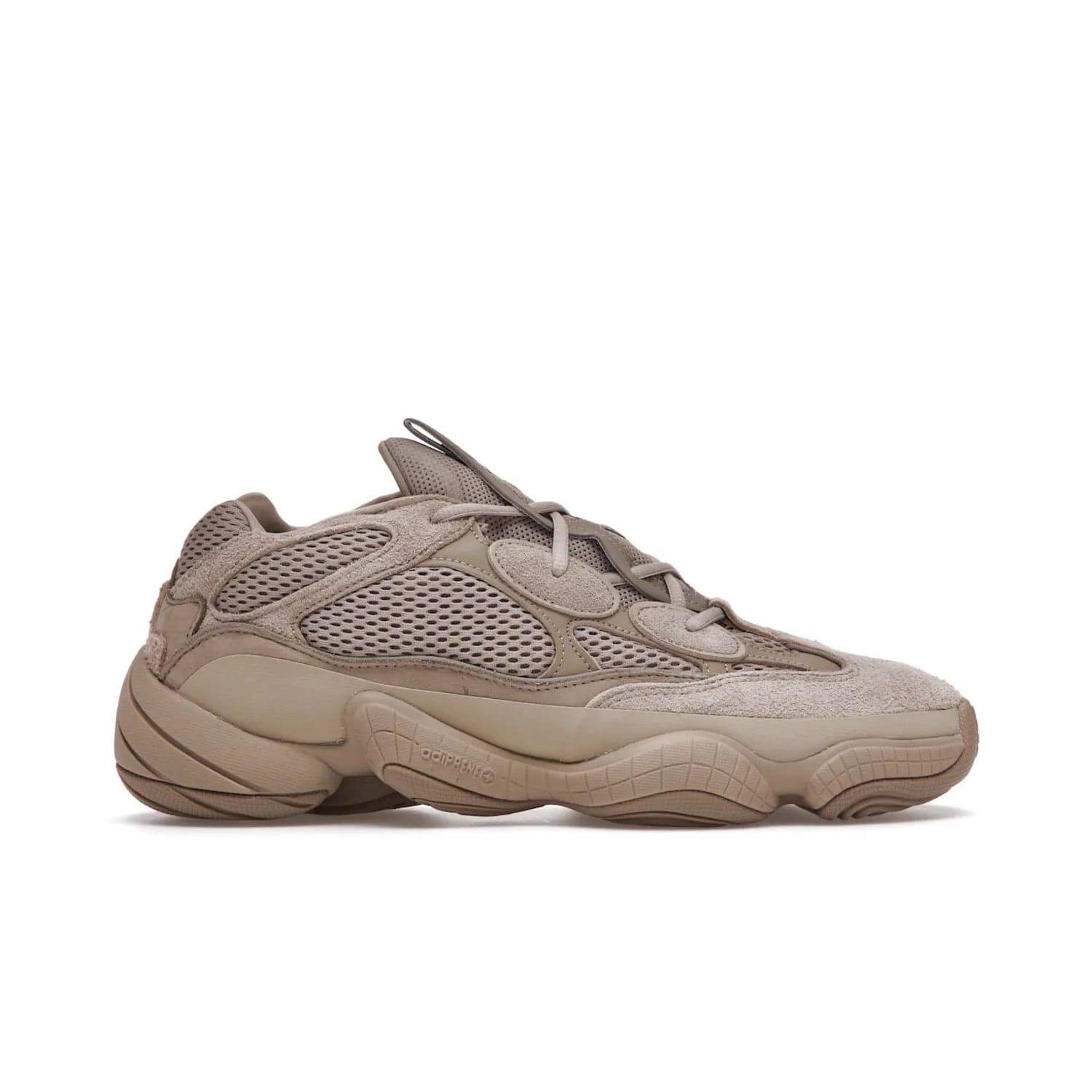 adidas Yeezy 500 Taupe Light - Image 1 - Only at www.BallersClubKickz.com - The adidas Yeezy 500 Taupe Light combines mesh, leather, and suede, with a durable adiPRENE sole for an eye-catching accessory. Reflective piping adds the perfect finishing touches to this unique silhouette. Ideal for any wardrobe, releasing in June 2021.