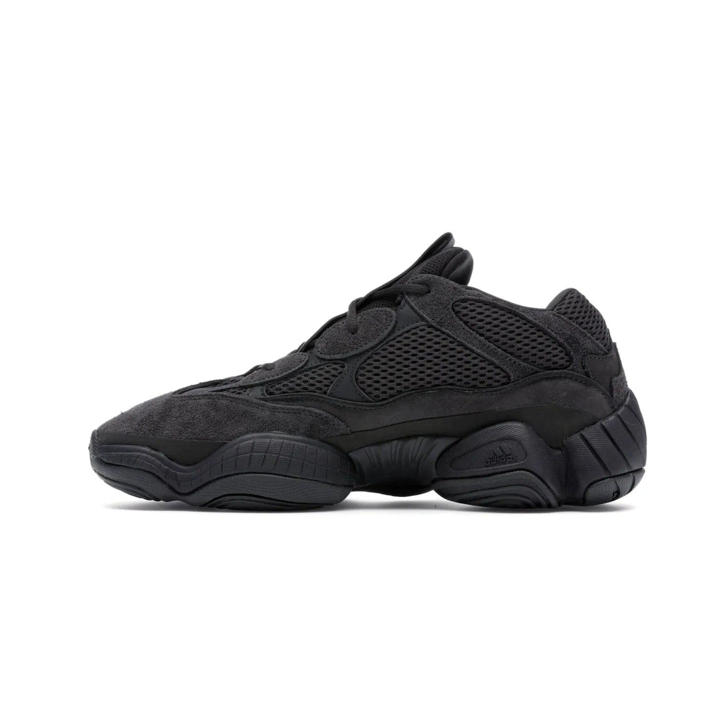adidas Yeezy 500 Utility Black - Image 20 - Only at www.BallersClubKickz.com - Iconic adidas Yeezy 500 Utility Black in All-Black colorway. Durable black mesh and suede upper with adiPRENE® sole delivers comfort and support. Be unstoppable with the Yeezy 500 Utility Black. Released July 2018.