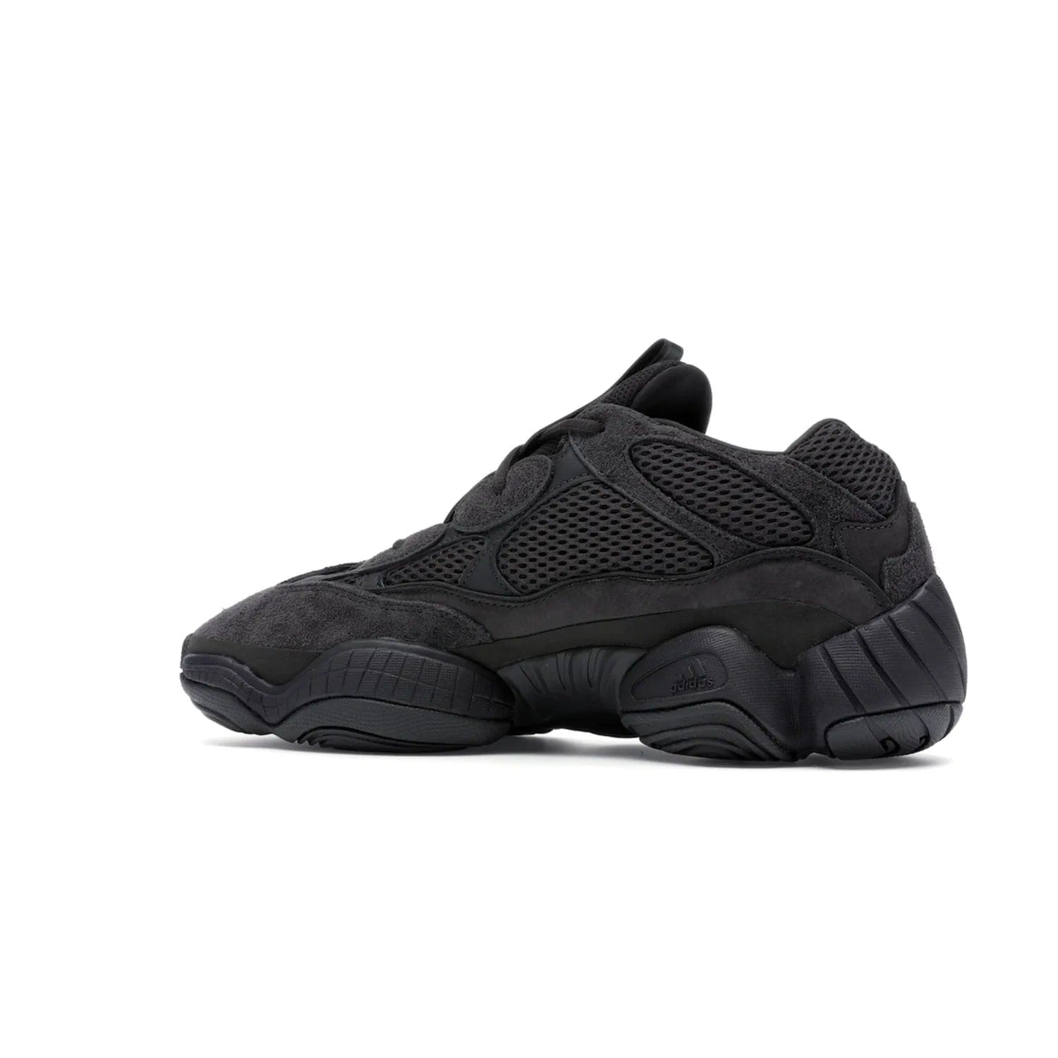adidas Yeezy 500 Utility Black - Image 22 - Only at www.BallersClubKickz.com - Iconic adidas Yeezy 500 Utility Black in All-Black colorway. Durable black mesh and suede upper with adiPRENE® sole delivers comfort and support. Be unstoppable with the Yeezy 500 Utility Black. Released July 2018.