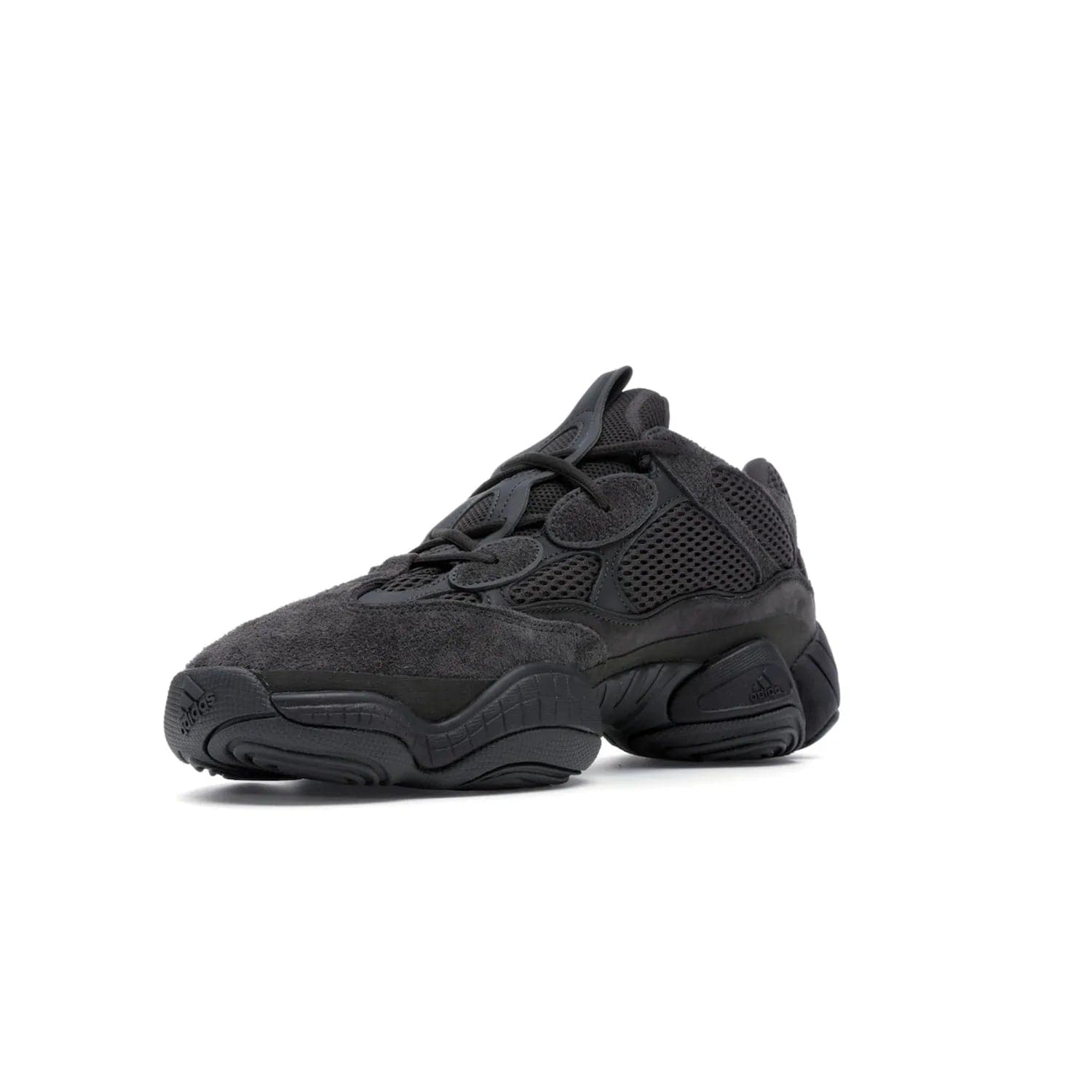 adidas Yeezy 500 Utility Black - Image 15 - Only at www.BallersClubKickz.com - Iconic adidas Yeezy 500 Utility Black in All-Black colorway. Durable black mesh and suede upper with adiPRENE® sole delivers comfort and support. Be unstoppable with the Yeezy 500 Utility Black. Released July 2018.